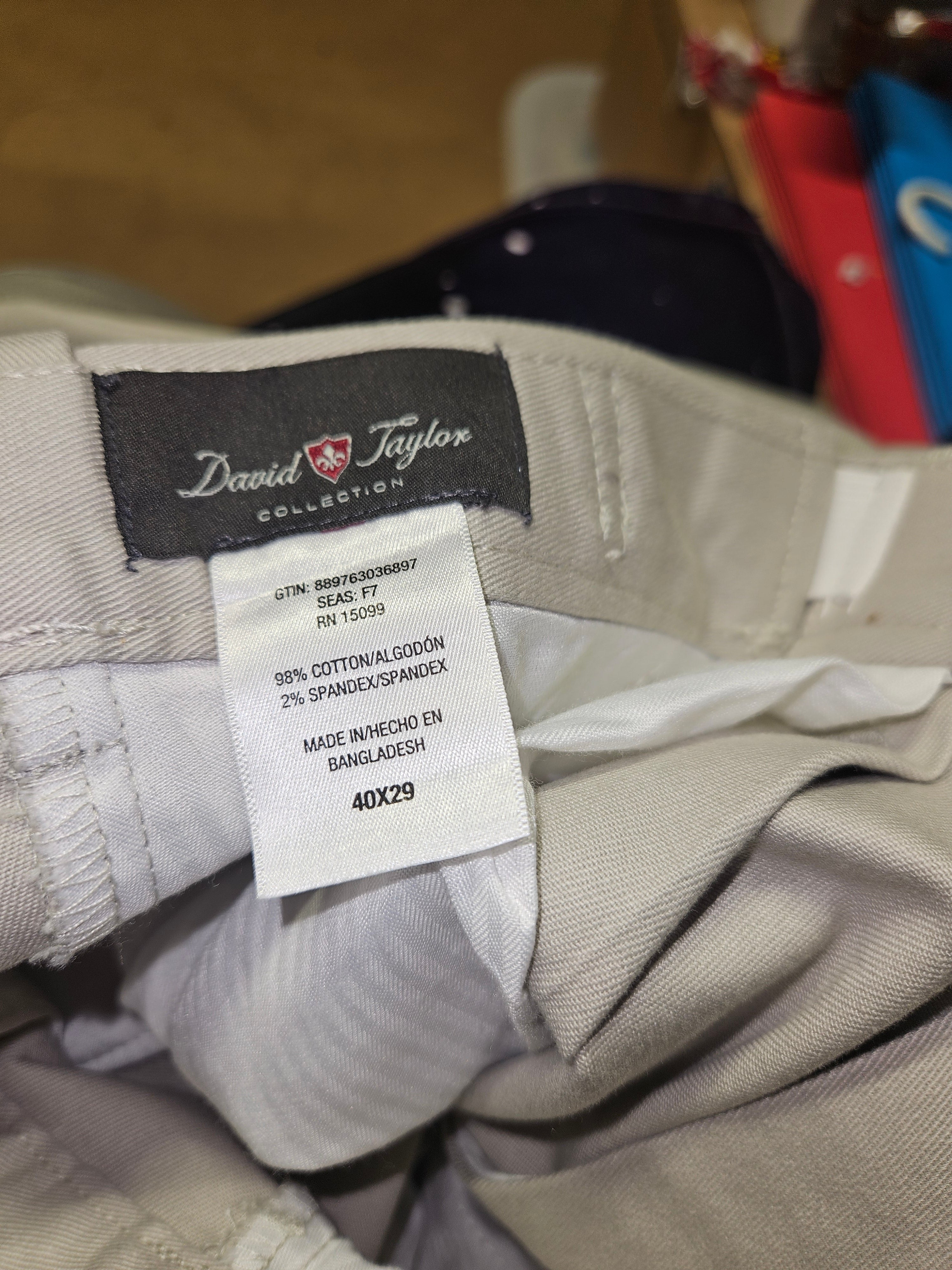 David Taylor Collection Men's Pants 40x29 Cotton - Image 1