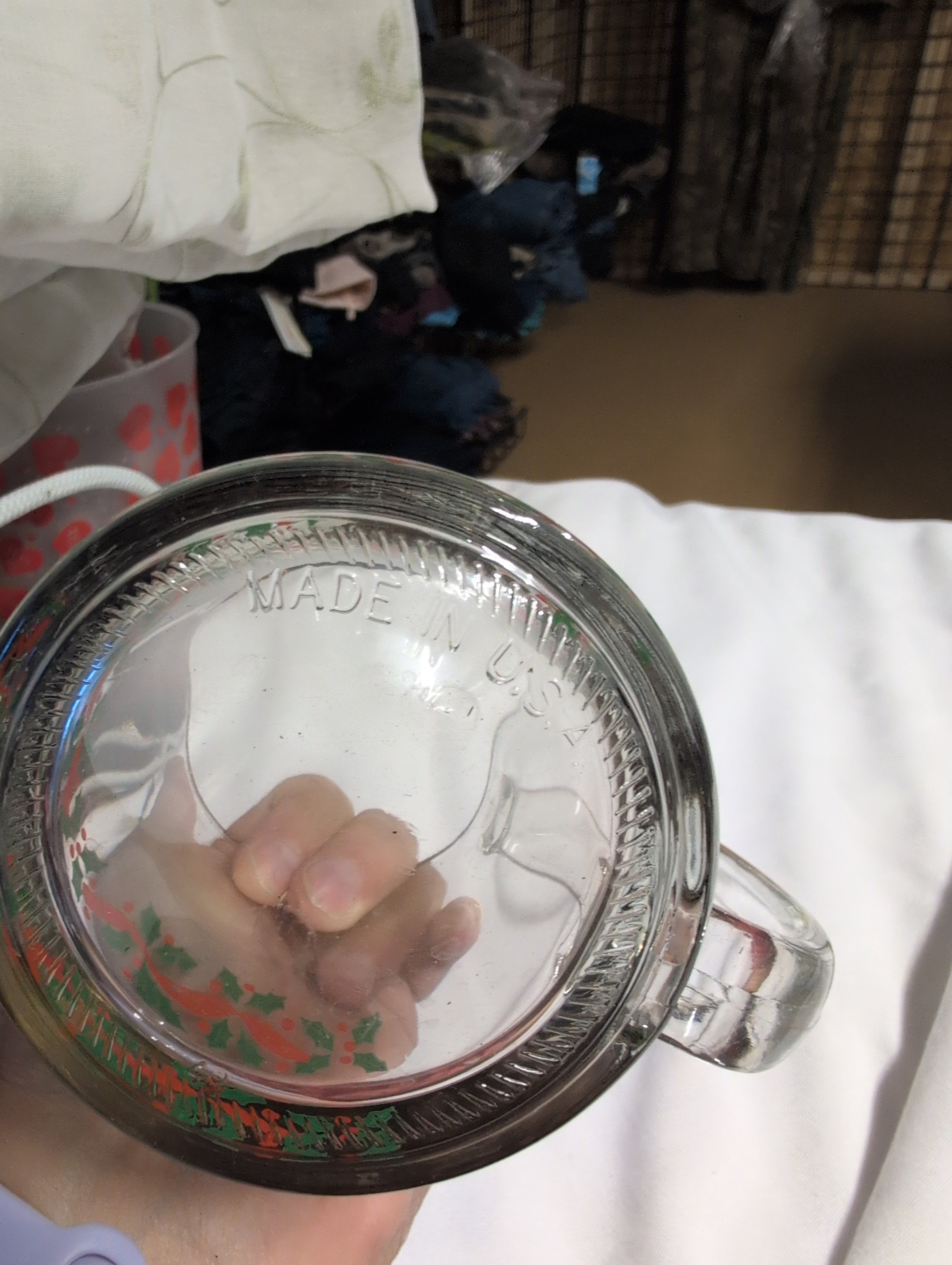 Vintage Glass Mug with Holly Design - Image 2