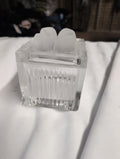 Vintage Glass Cube Trinket Box with Frosted Lid - Image 1