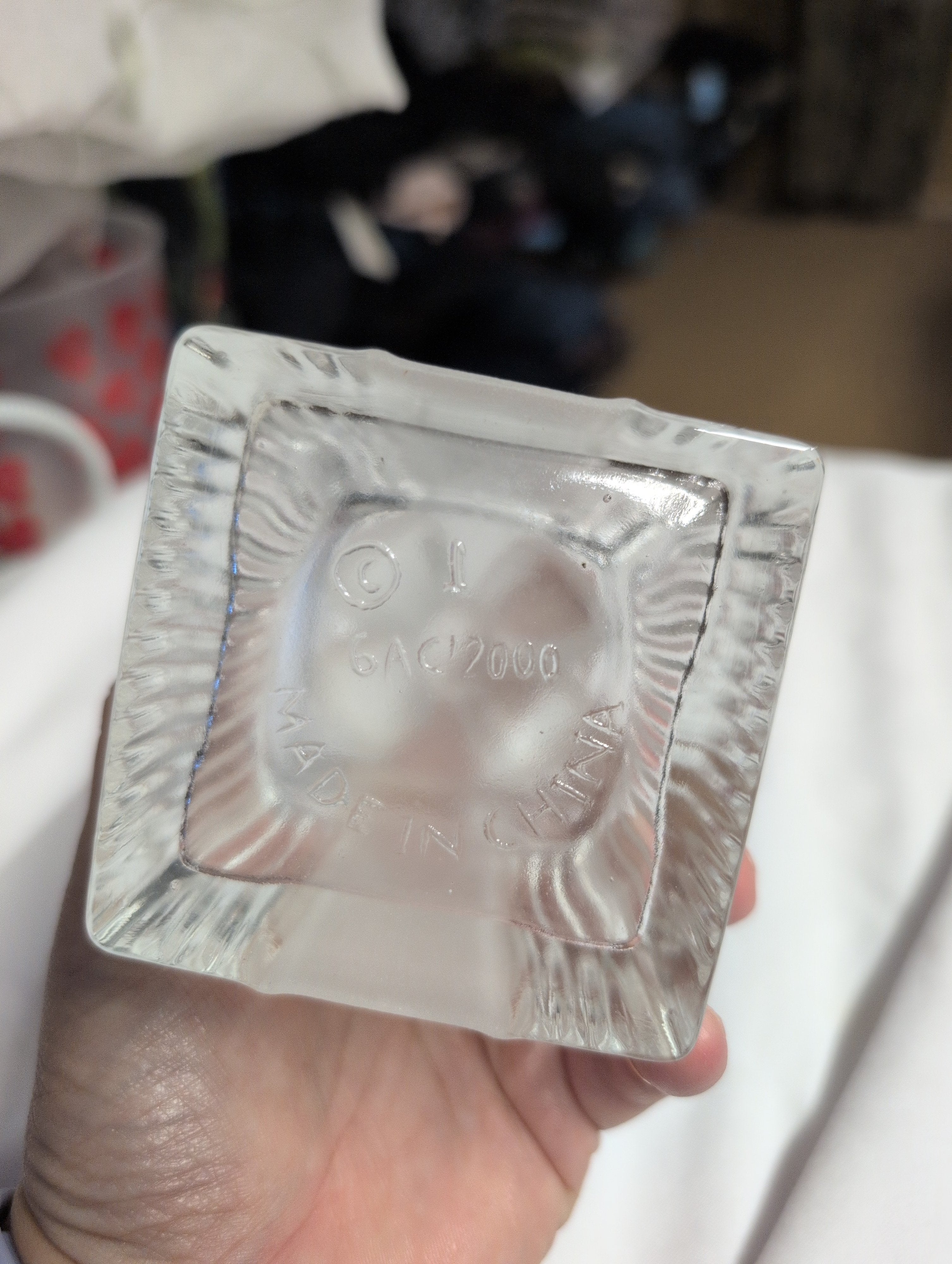 Vintage Glass Cube Trinket Box with Frosted Lid - Image 3