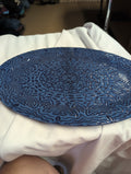 Decorative Blue Ceramic Plate with Intricate Pattern - Image 1