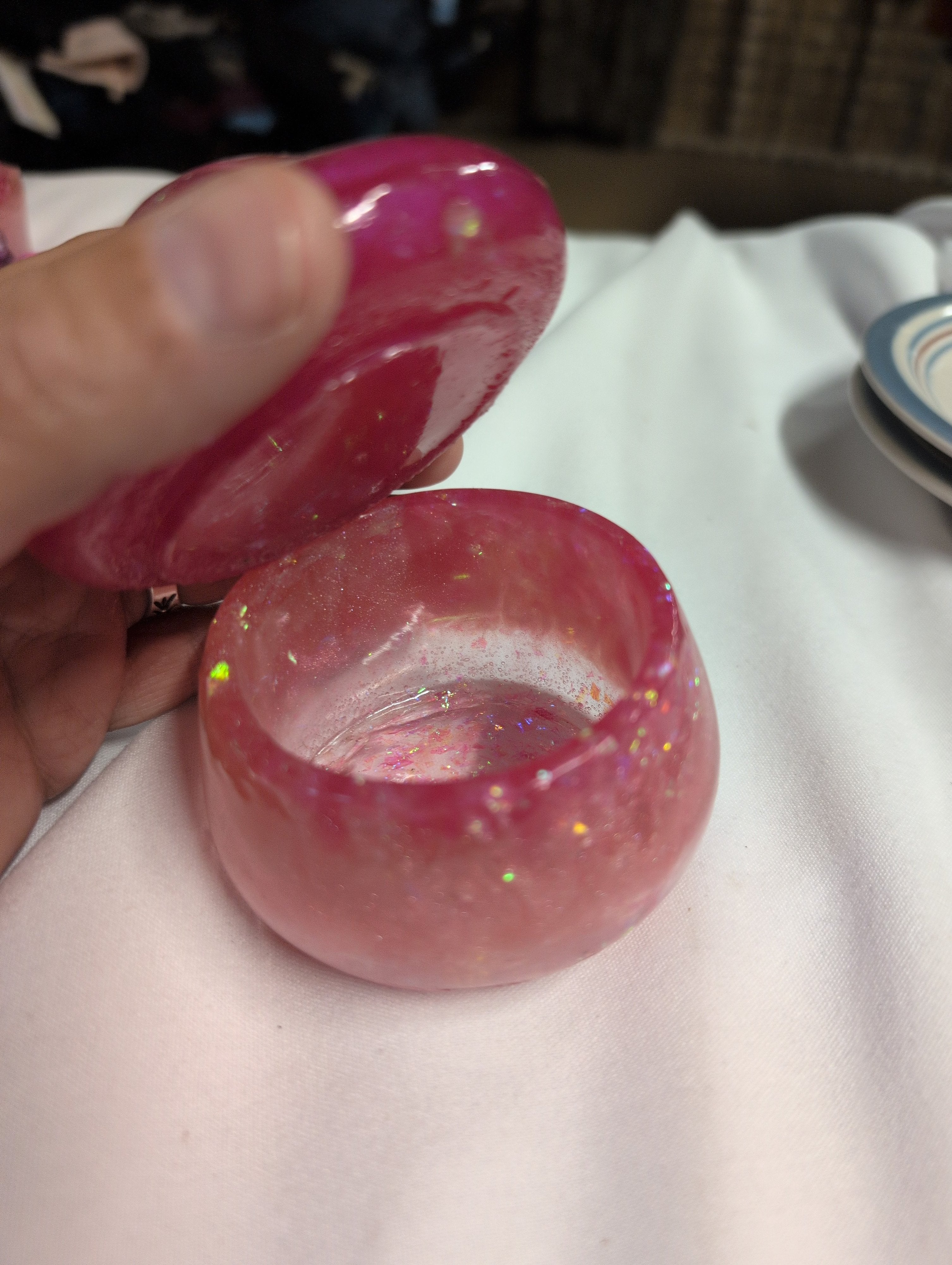 Pink Mushroom Decorative Glass Trinket Box - Image 2