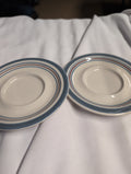 Set of 2 Ceramic Saucer Plates with Blue Trim - Image 1