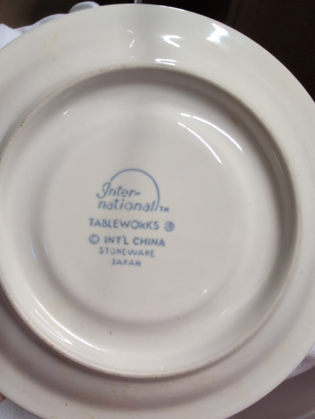 Set of 2 Ceramic Saucer Plates with Blue Trim - Image 2