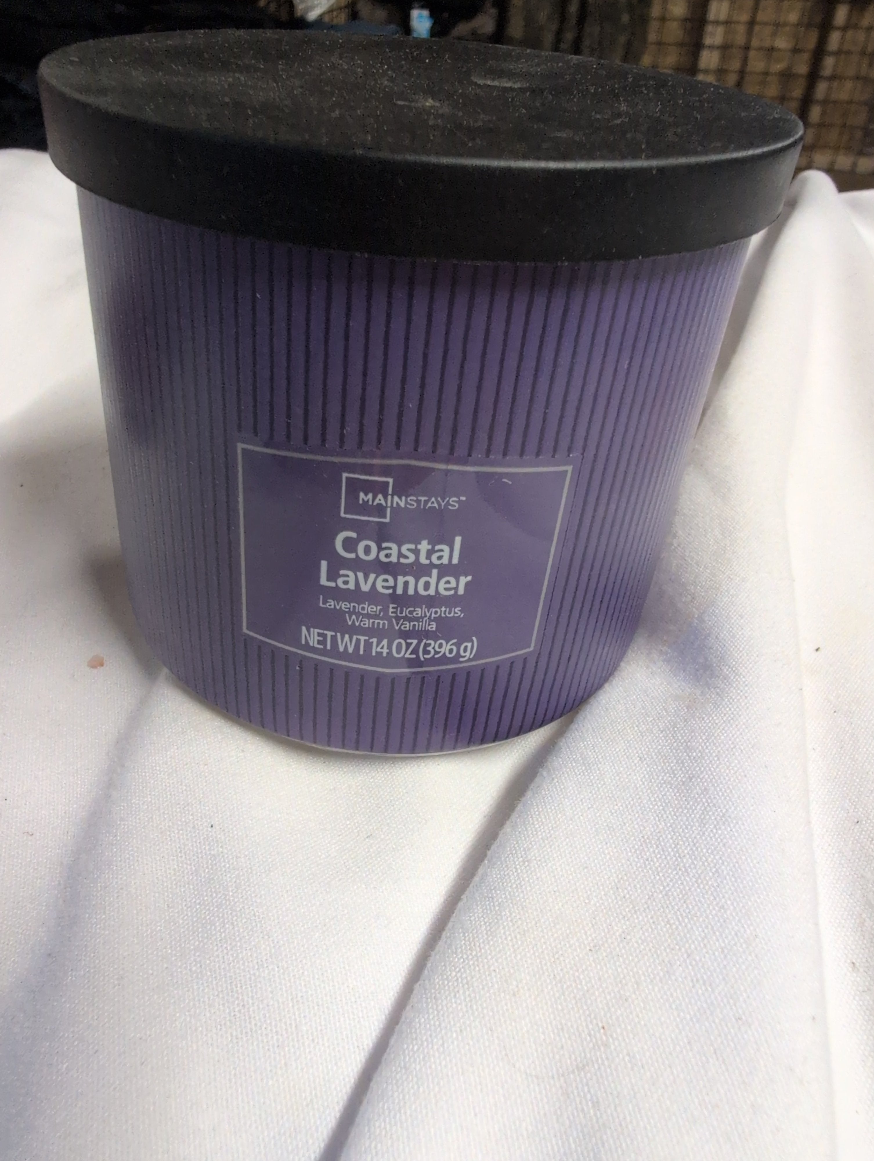 Mainstays 3-Wick Textured Wrap Coastal Lavender Candle  14 Oz - Image 1