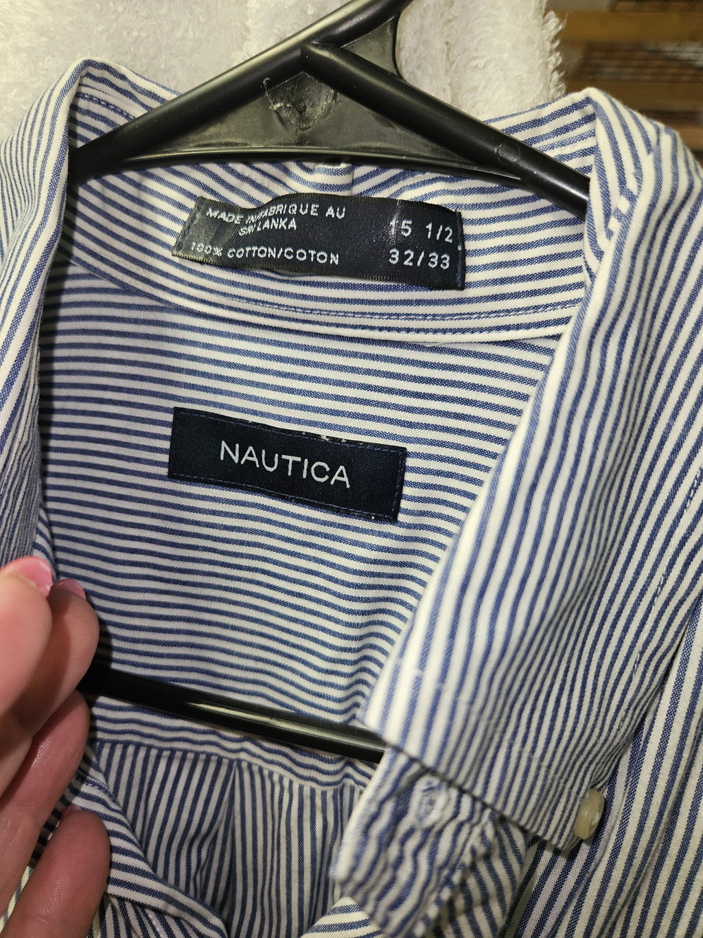 Nautica Men's Striped Button-Up Shirt Size 22/34 - Image 2