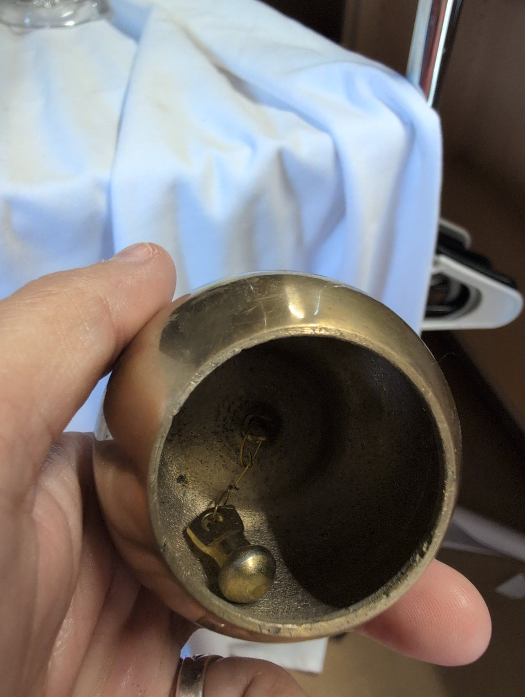 Vintage Brass Apple Paperweight with Leaf Stem - Image 2