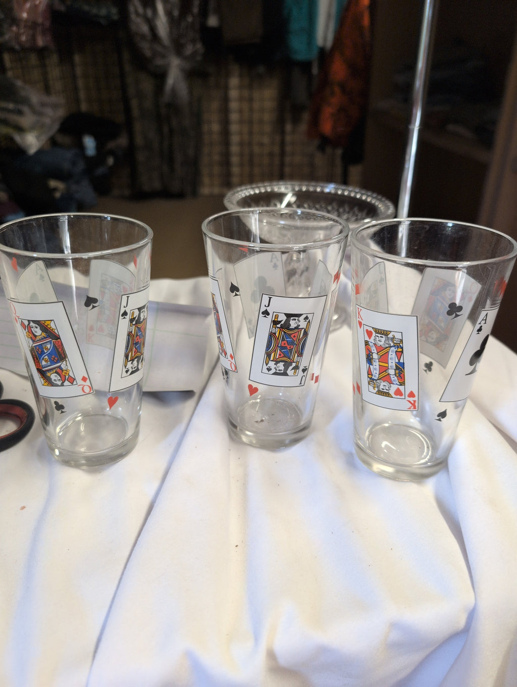 Set of 3 Playing Card Design Glass Tumblers - Image 1
