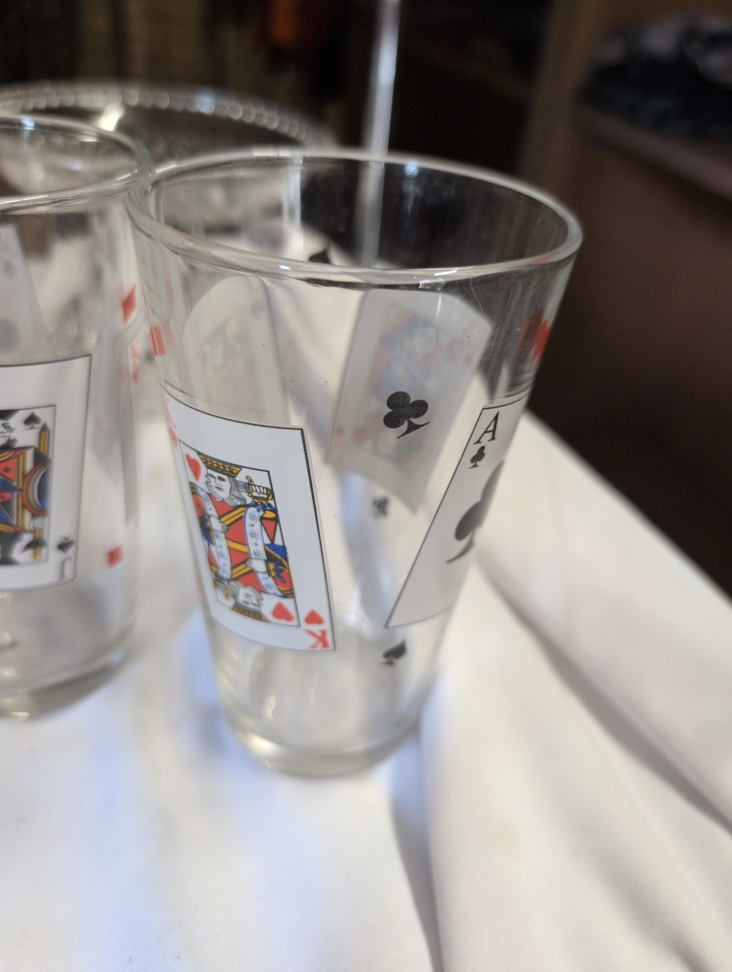 Set of 3 Playing Card Design Glass Tumblers - Image 2