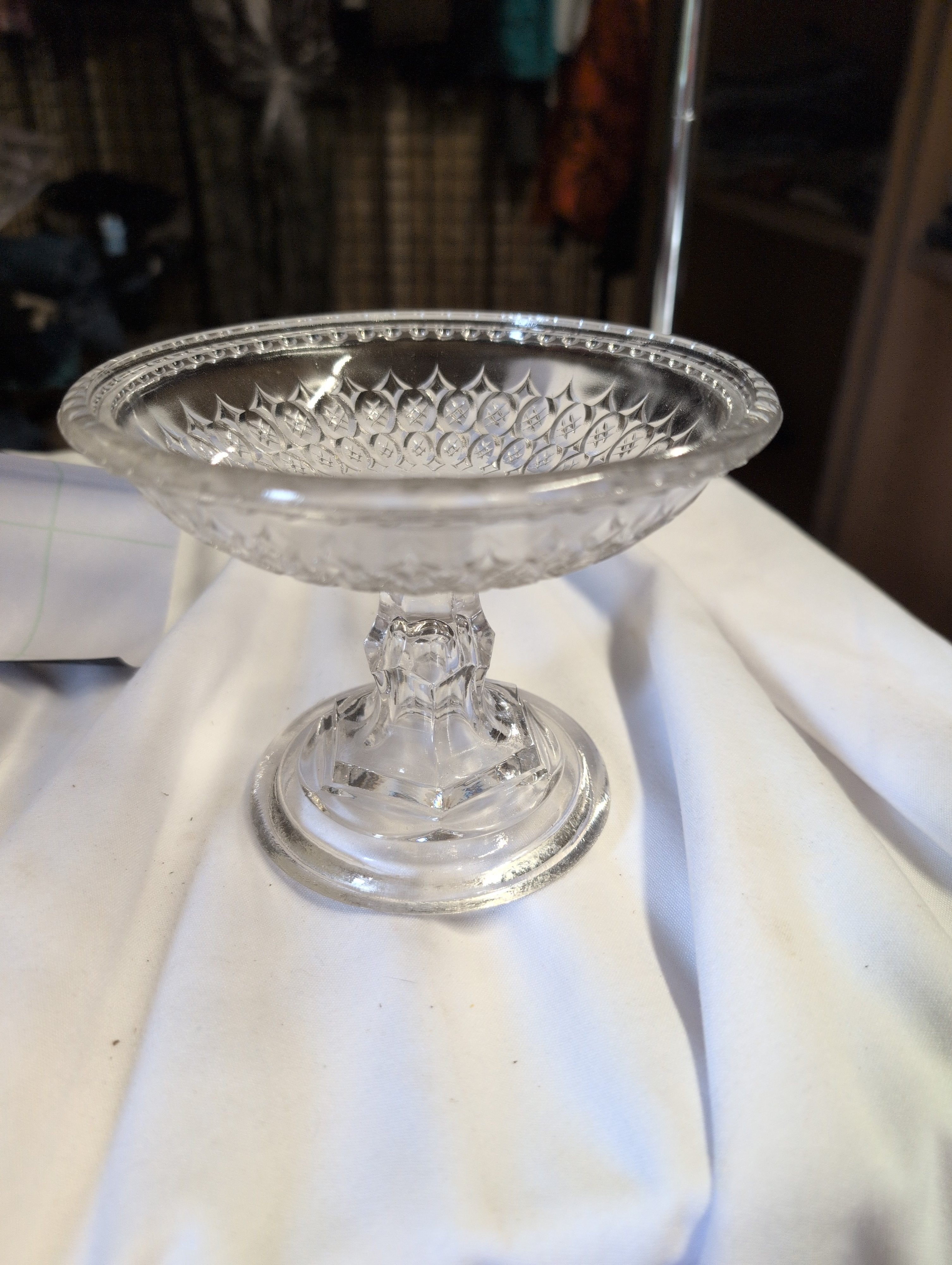 Vintage Crystal Pedestal Candy Dish - Image 1