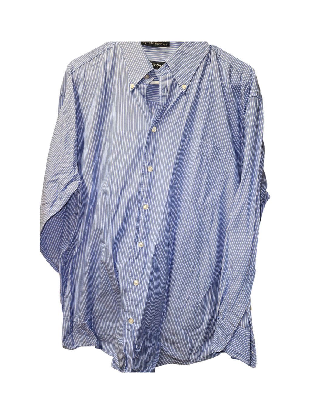 Nautica Men's Blue Striped Button-Up Shirt Size 2XL - Image 1