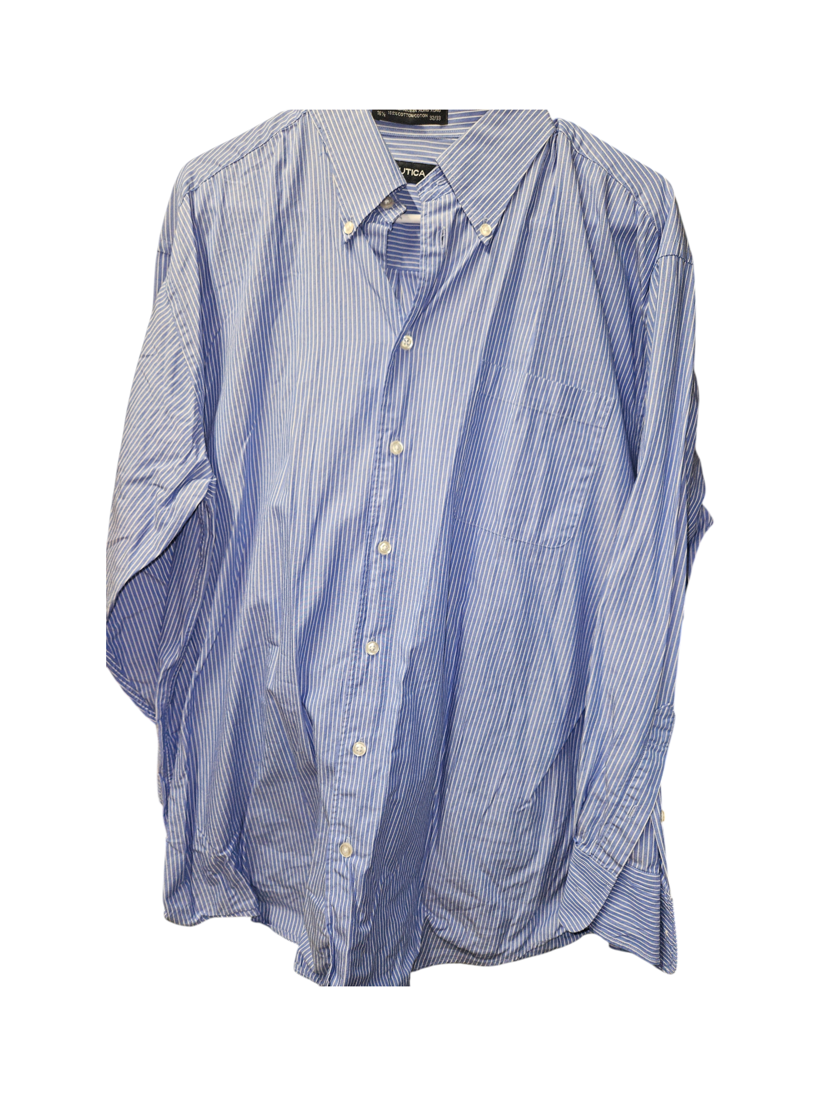 Nautica Men's Blue Striped Button-Up Shirt Size 2XL - Image 1
