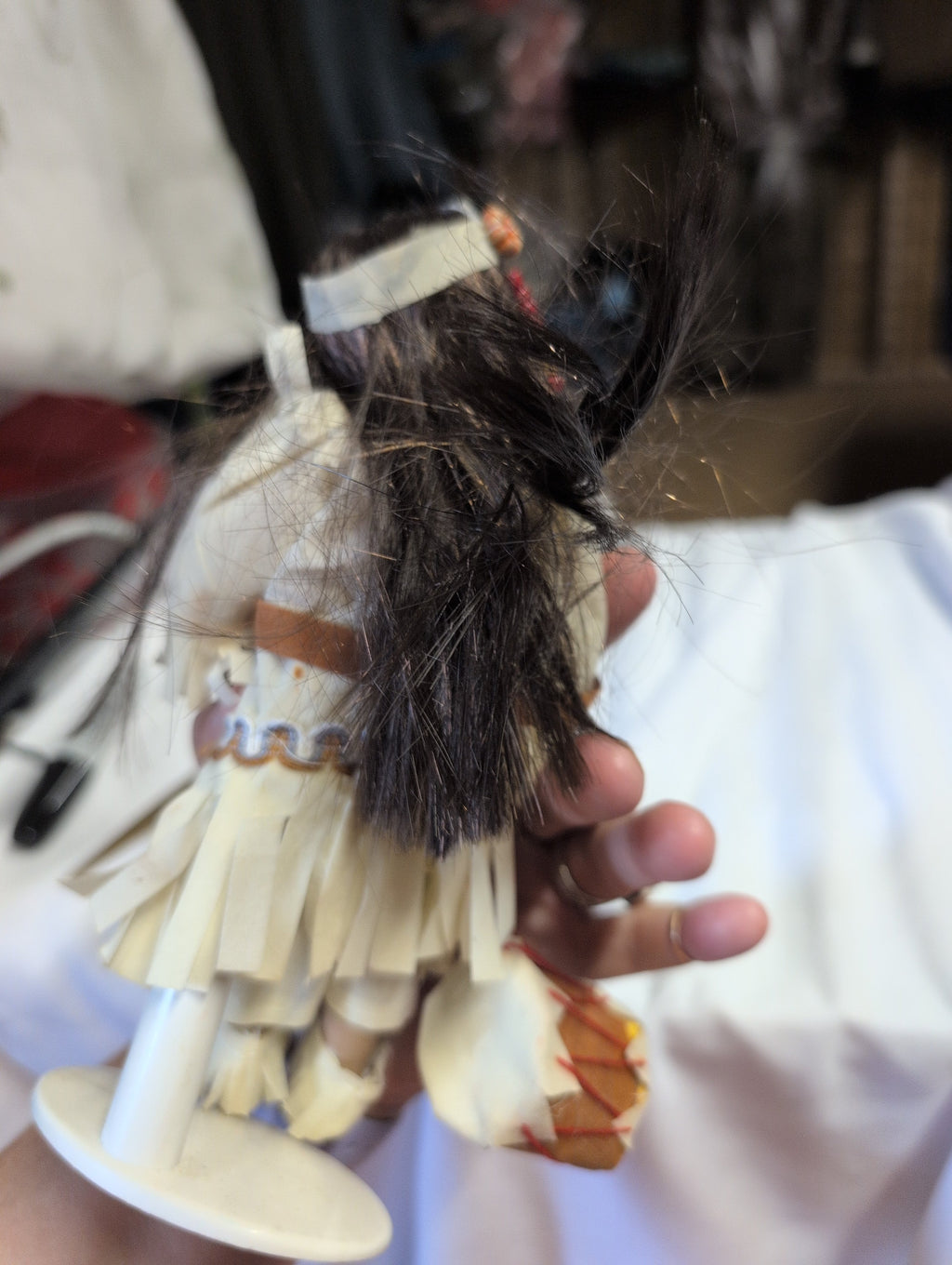Native American Style Porcelain Doll with Drum - Image 3
