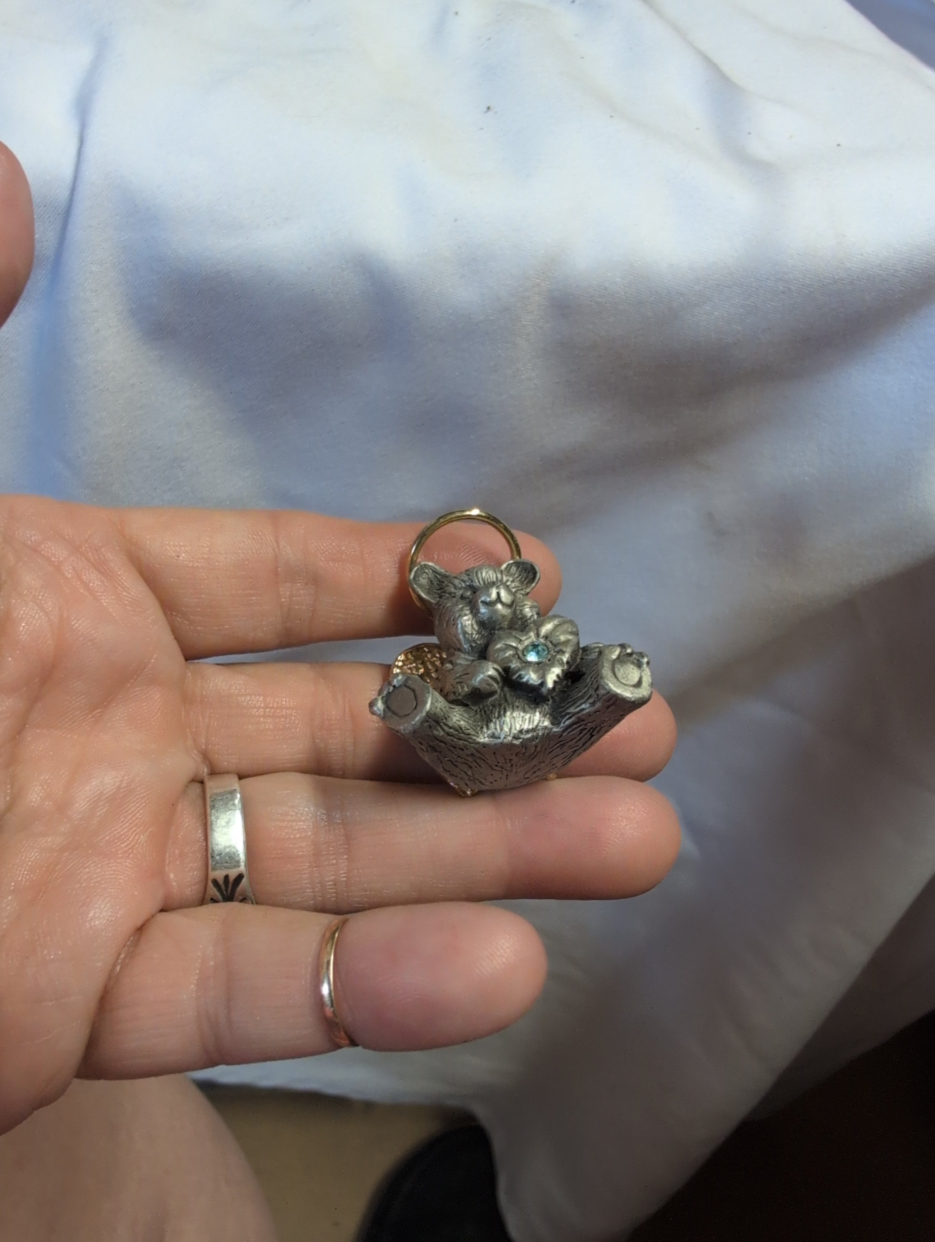 Angel Bear Figurine with Halo and Wings birth stone June - Image 3