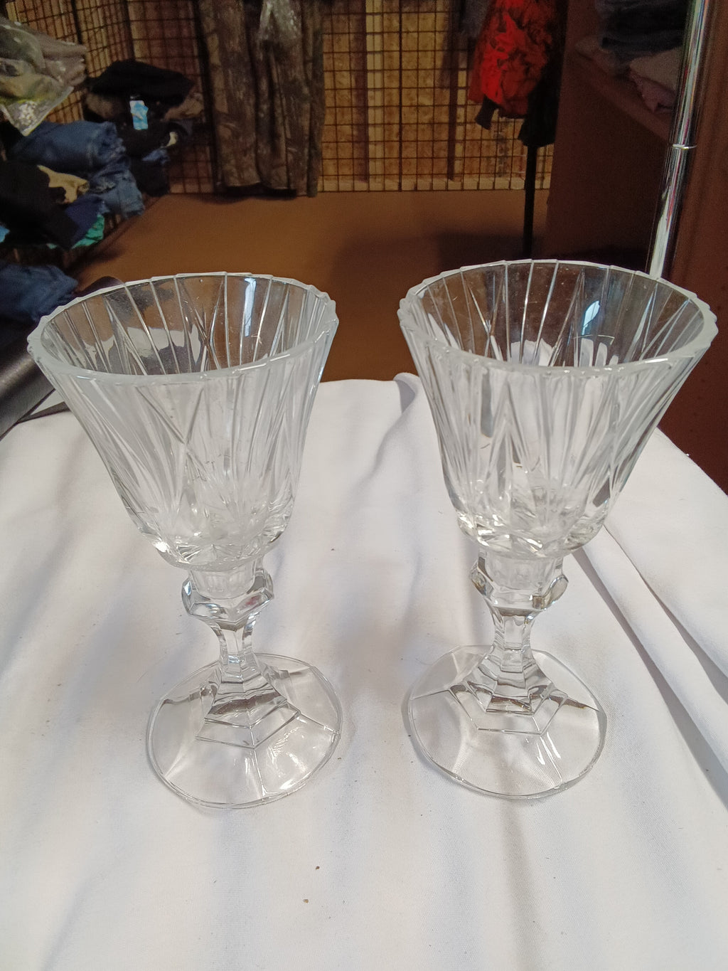 Vintage Crystal Wine Glasses Set of 2 - Image 1