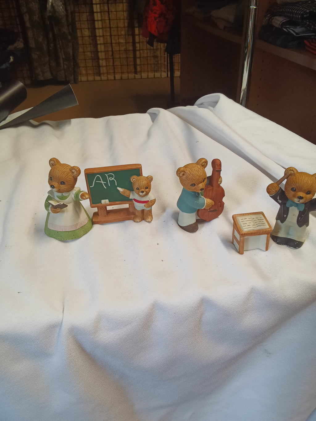 Bear Figurine Set with Blackboard and Instruments - Image 1