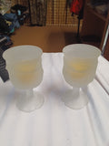 Vintage Frosted Glass Goblets Set of 2 - Image 1