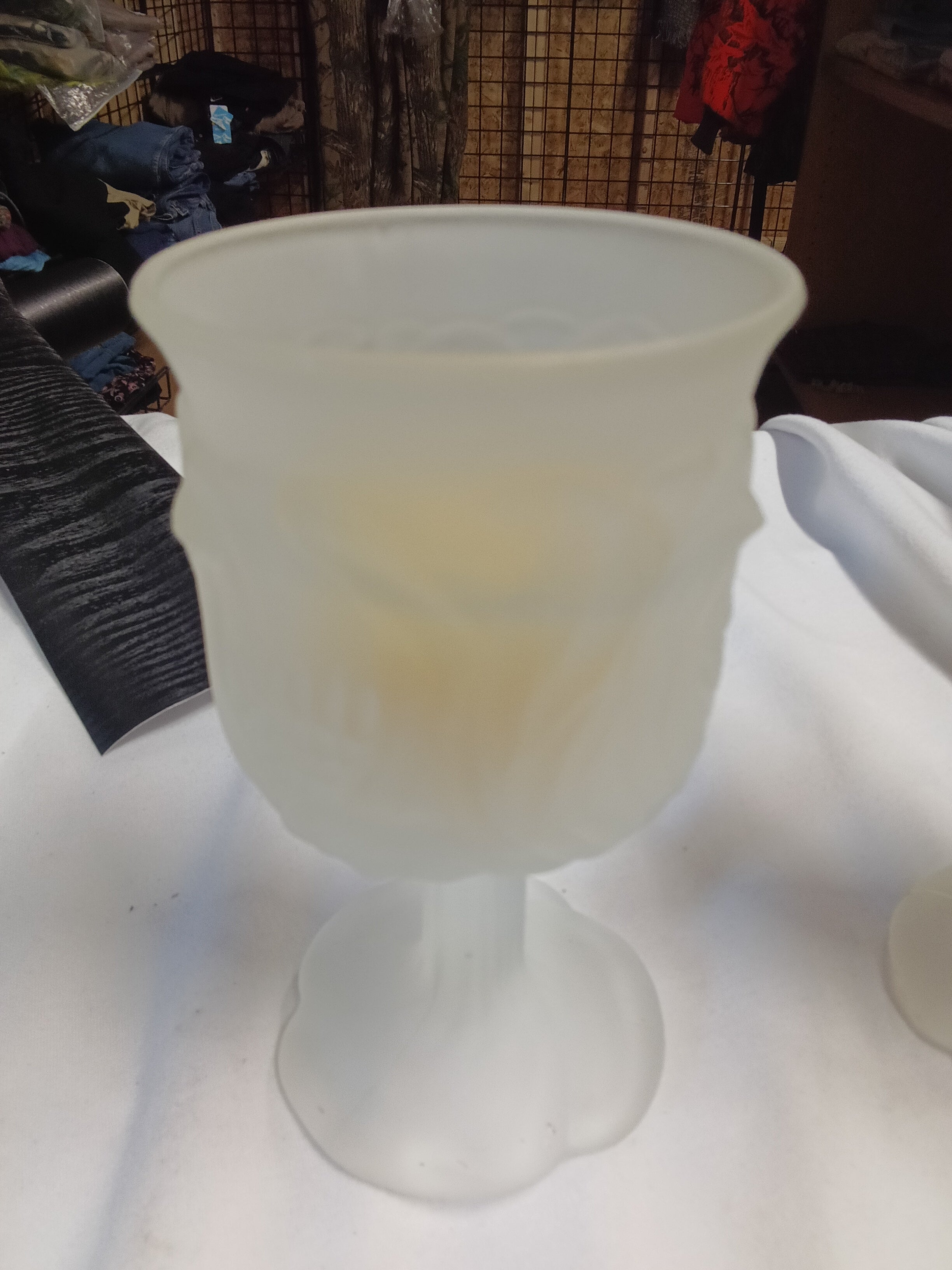 Vintage Frosted Glass Goblets Set of 2 - Image 2