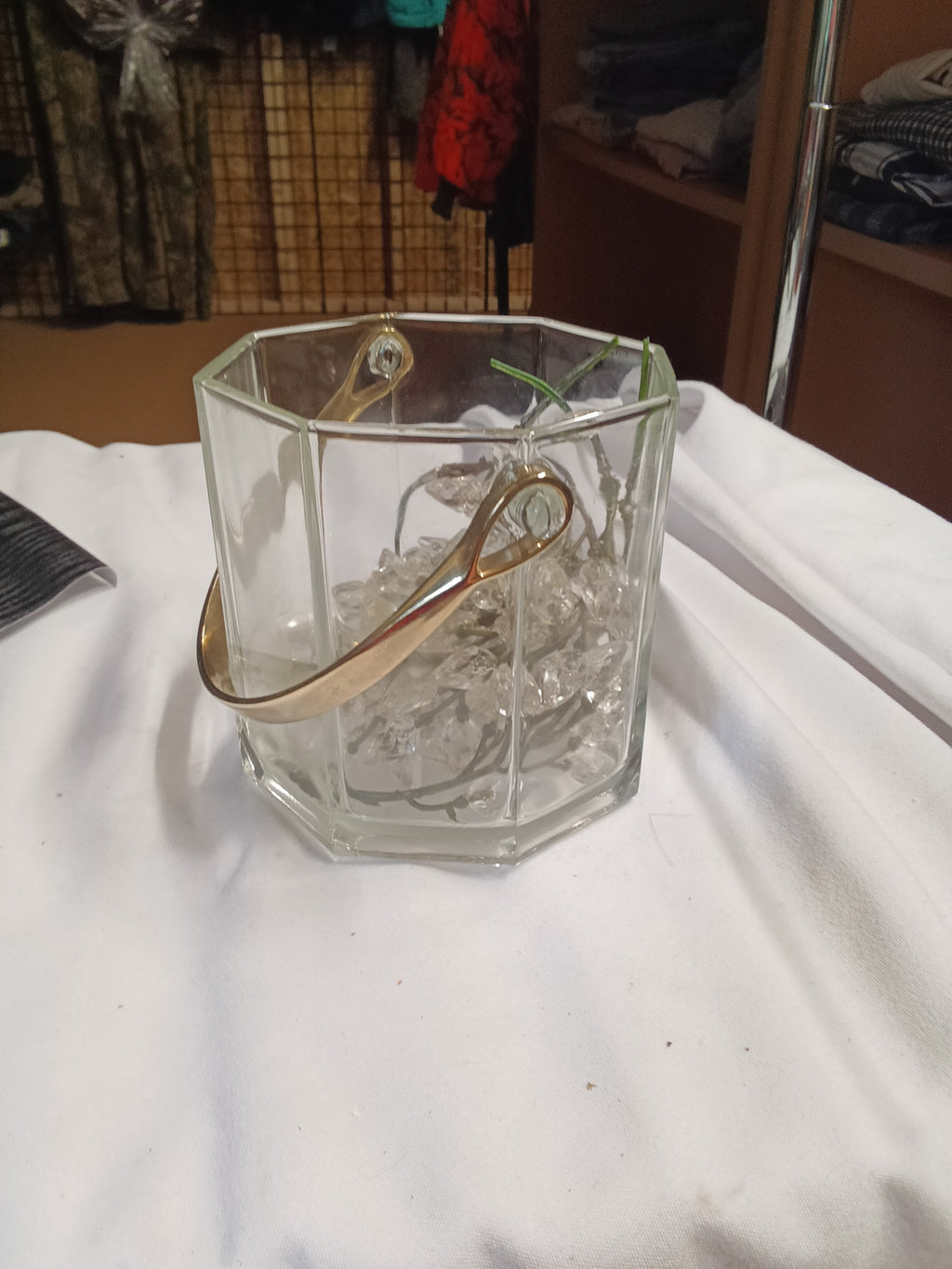Glass Ice Bucket with Metal Handle - Image 1