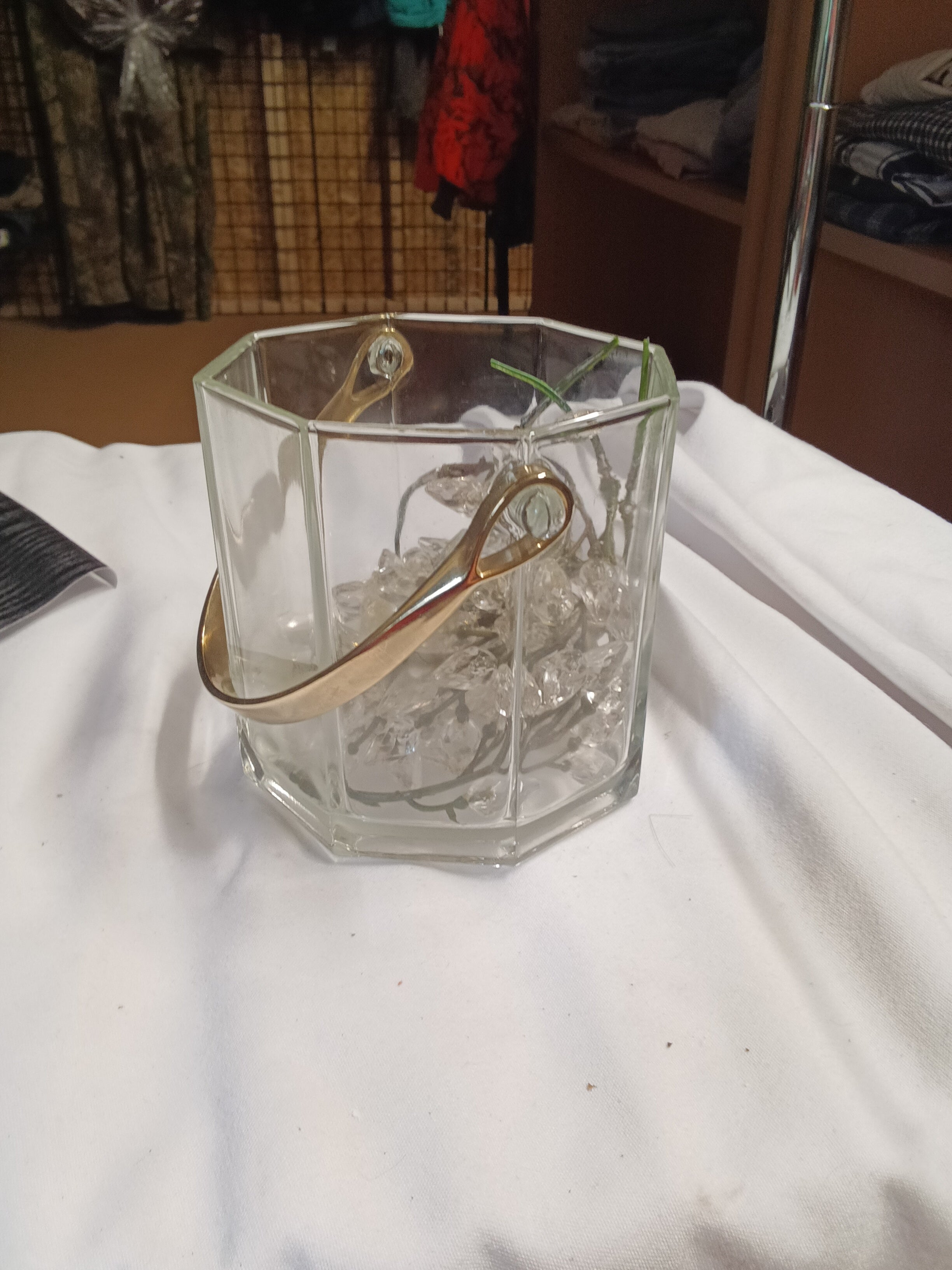Glass Ice Bucket with Metal Handle - Image 1