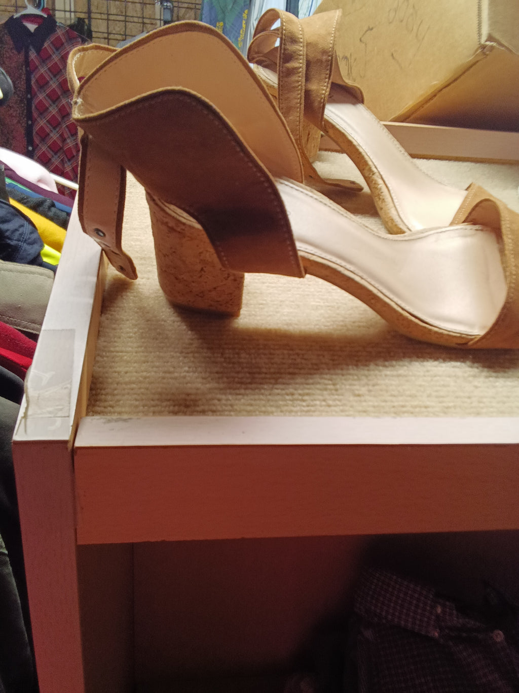 JustFab Brown Cork Heel Sandals - Image 2