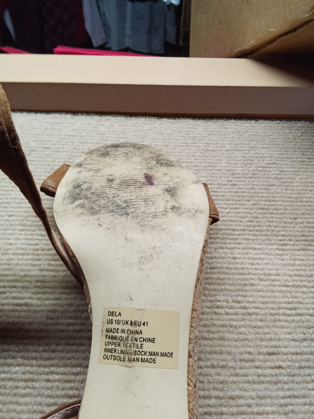 JustFab Brown Cork Heel Sandals - Image 3