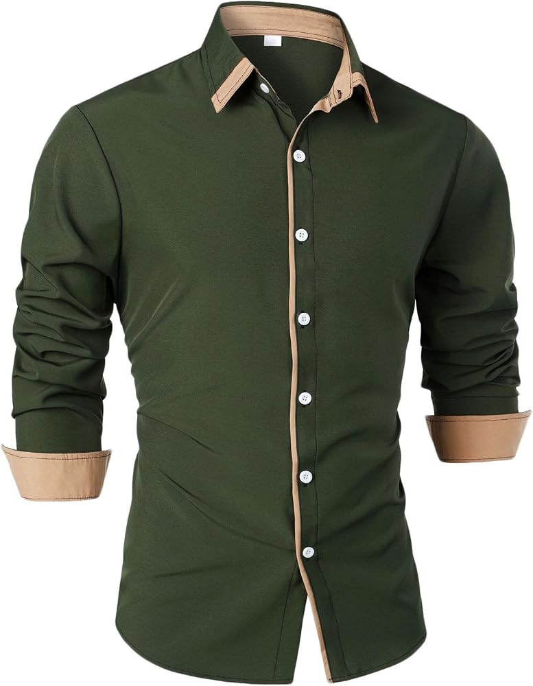 Structure Men's Slim Fit Dress Shirt, Size: 13.5, Dark Green - Image 3