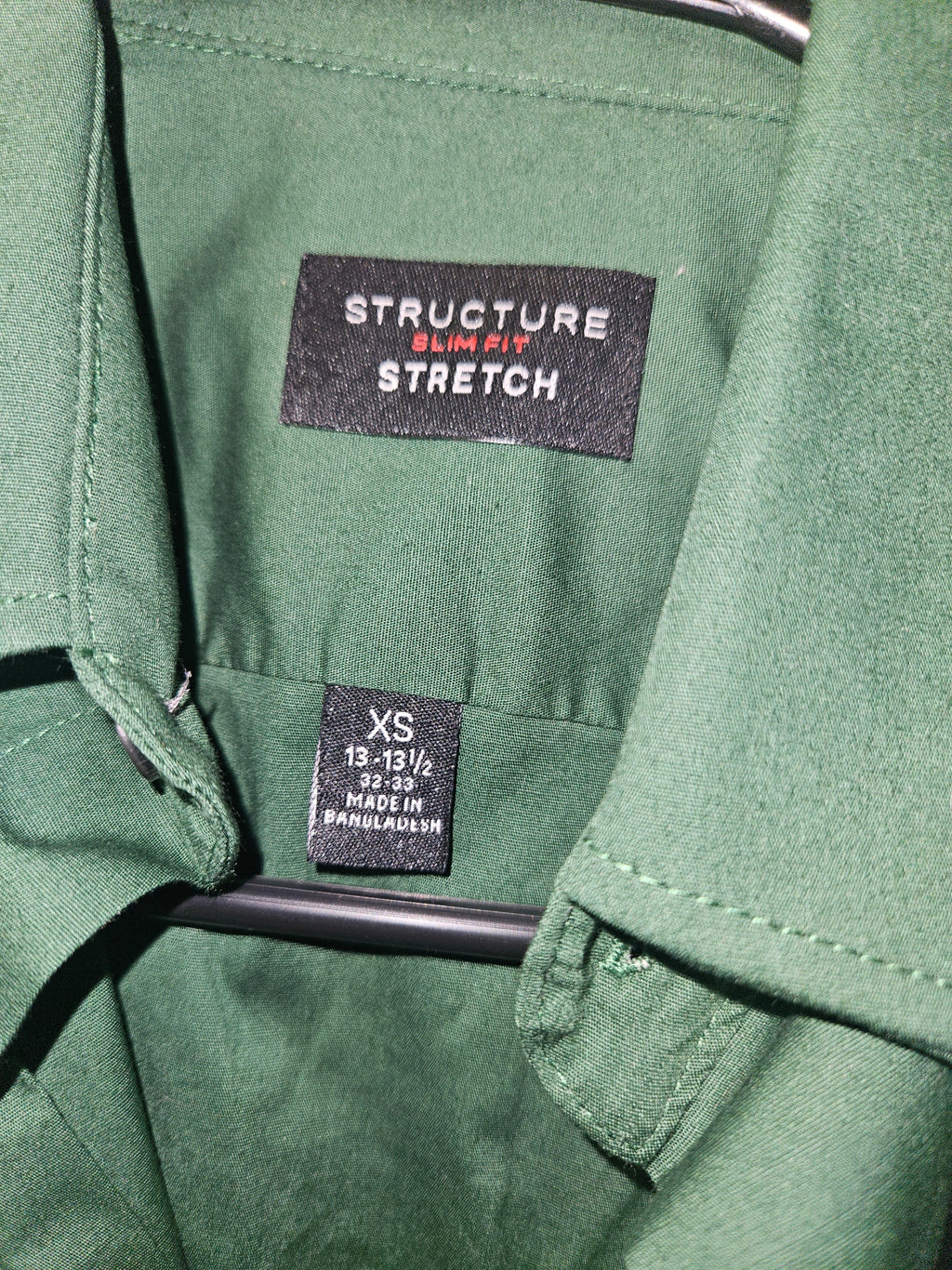 Structure Men's Slim Fit Dress Shirt, Size: 13.5, Dark Green - Image 7
