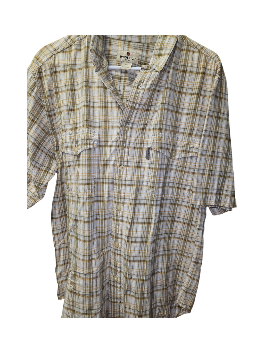 Woolrich Men's Plaid Short Sleeve Button-Up Shirt XL - Image 1
