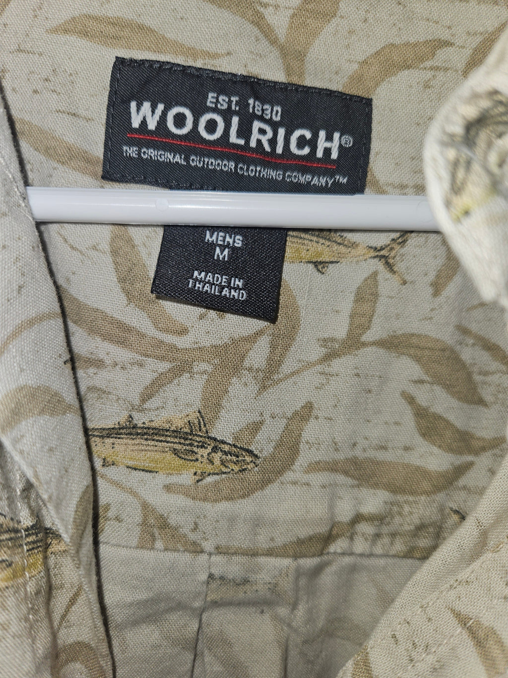 Woolrich Men's Fish Print Short Sleeve Shirt Size L - Image 2