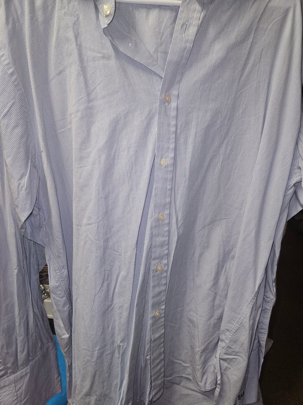 Men's Blue Button-Up Dress Shirt - Image 1