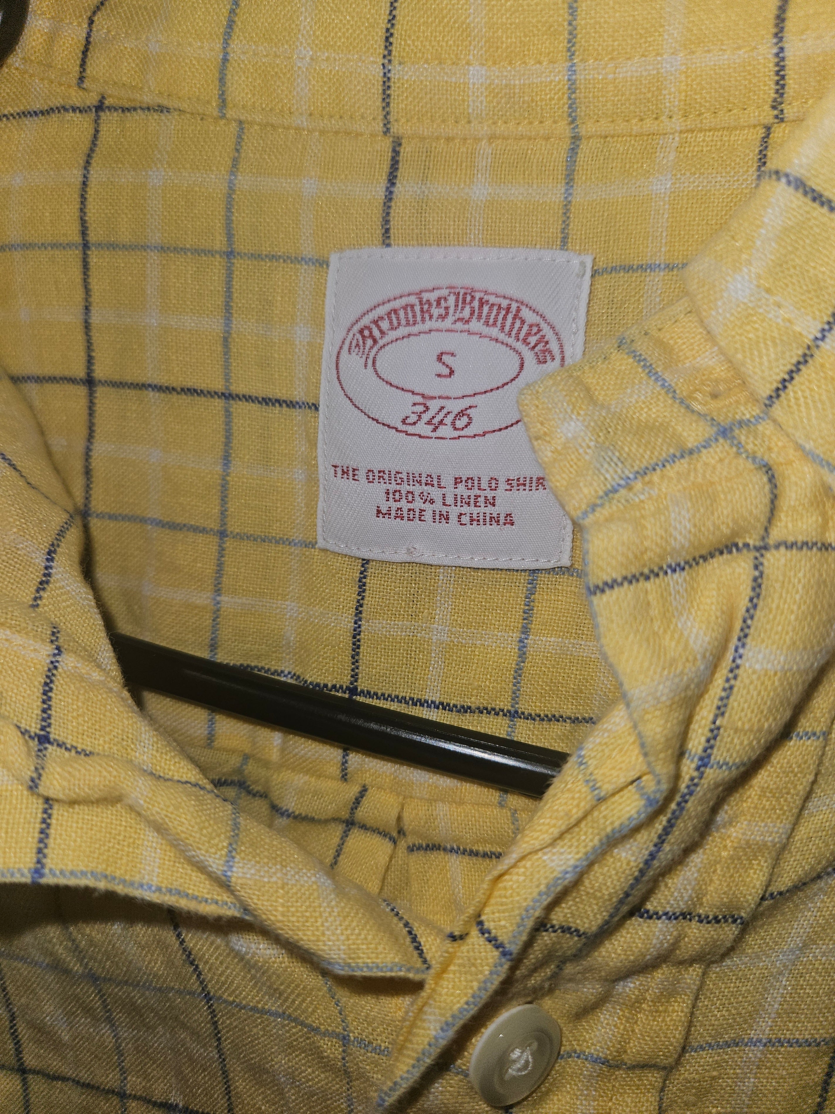 Brooks Brothers Yellow Plaid Button-Up Shirt Size 15 - Image 2