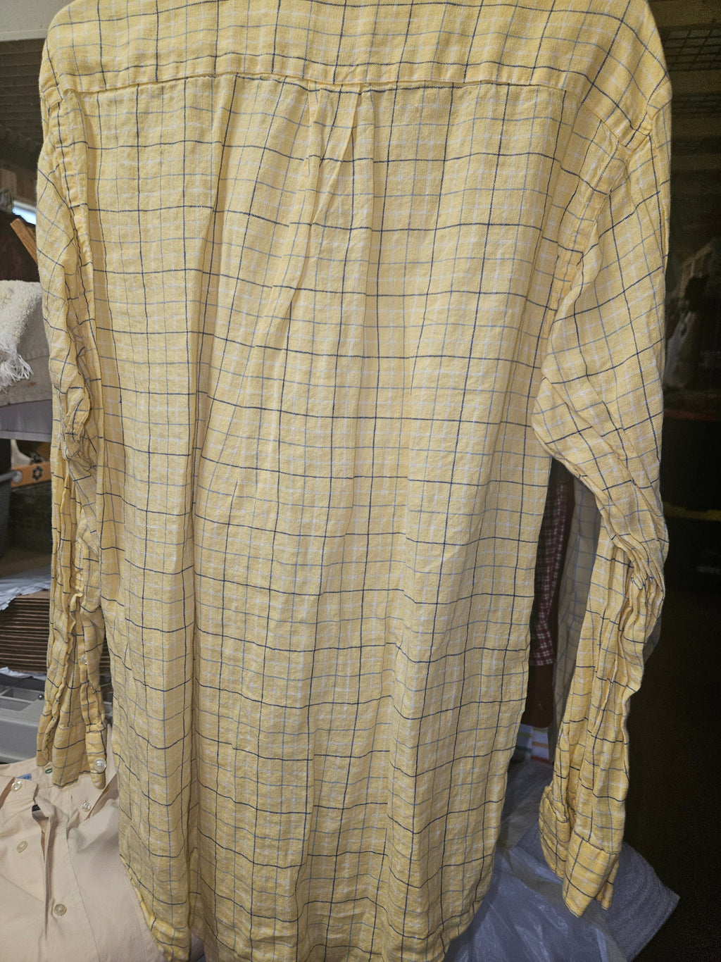 Brooks Brothers Yellow Plaid Button-Up Shirt Size 15 - Image 3