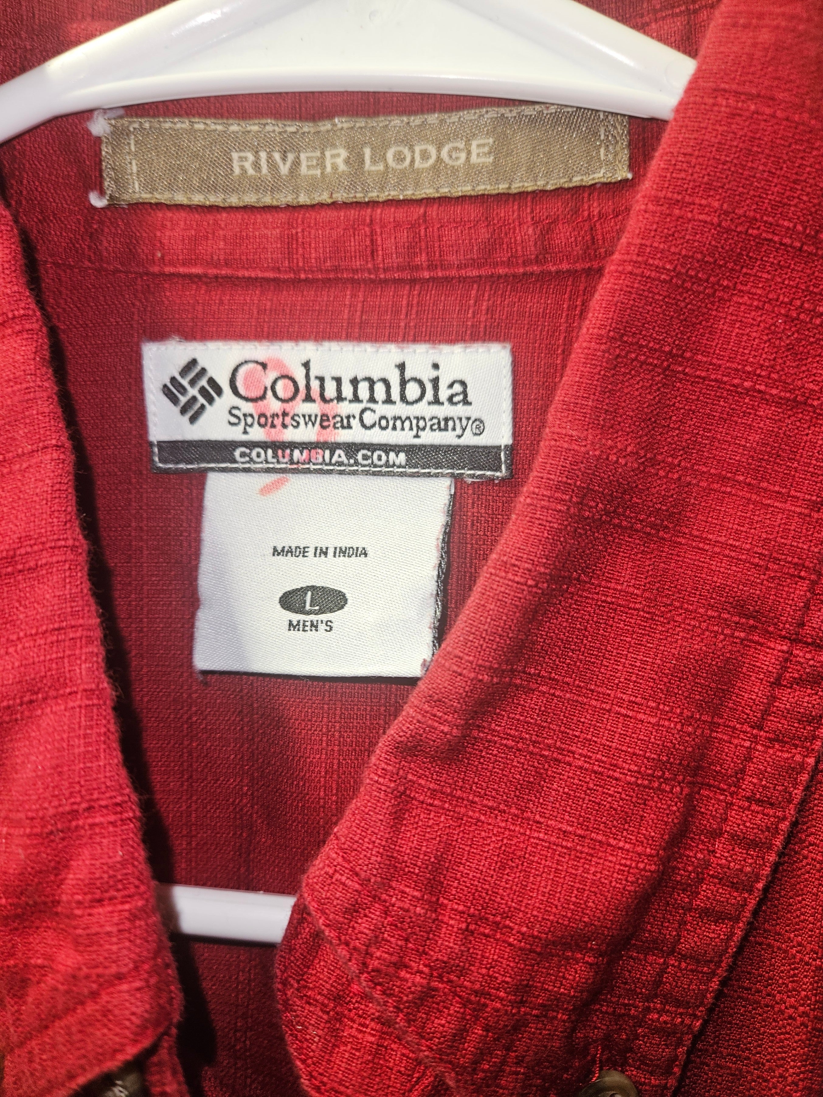 Columbia Men's Red Long Sleeve Button-Up Shirt Size L - Image 2