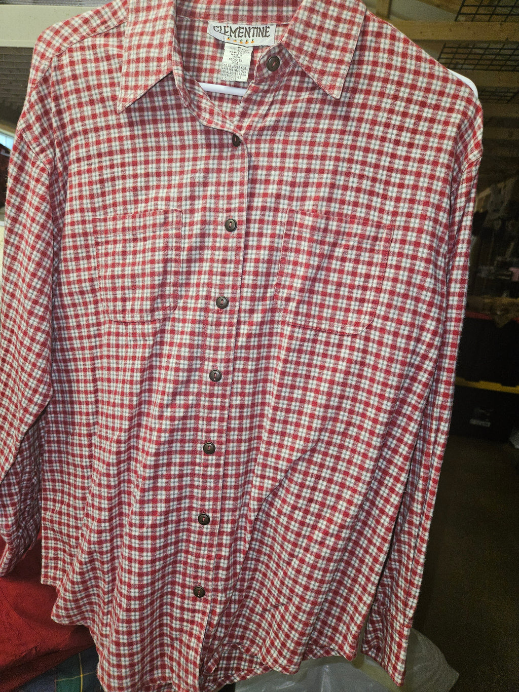 Clementine Red Plaid Button-Up Shirt Size S - Image 1