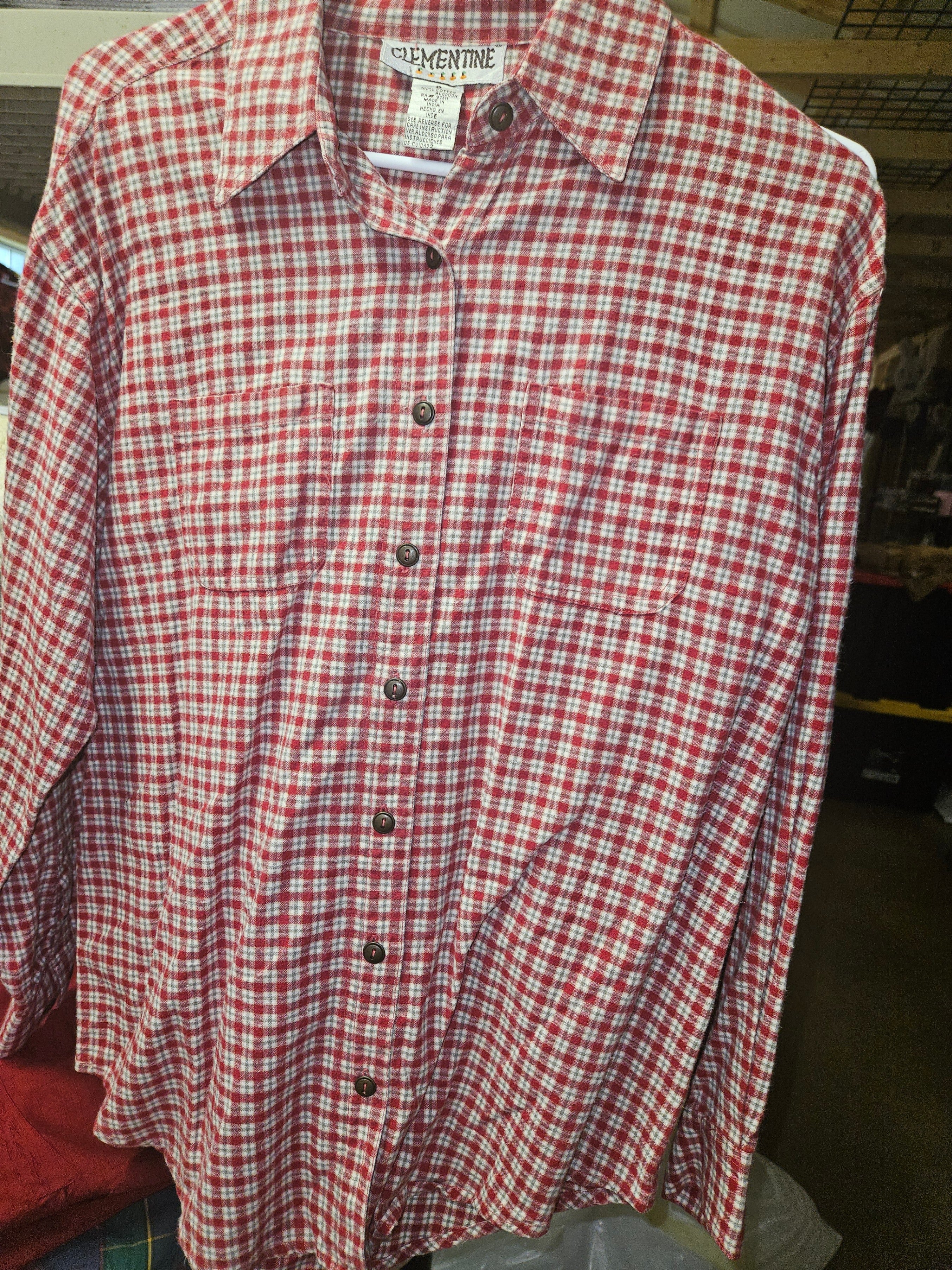 Clementine Red Plaid Button-Up Shirt Size S - Image 1