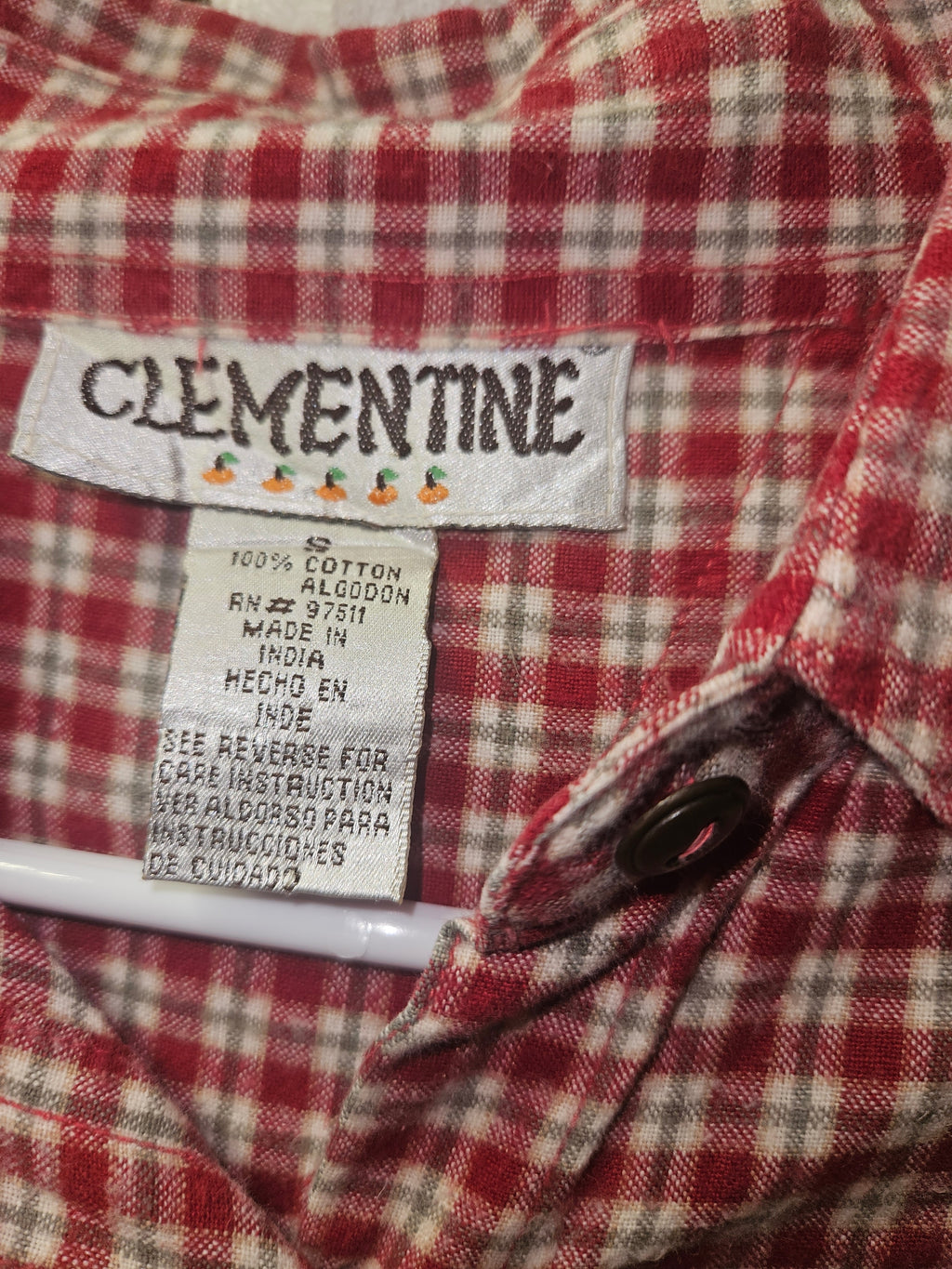 Clementine Red Plaid Button-Up Shirt Size S - Image 2