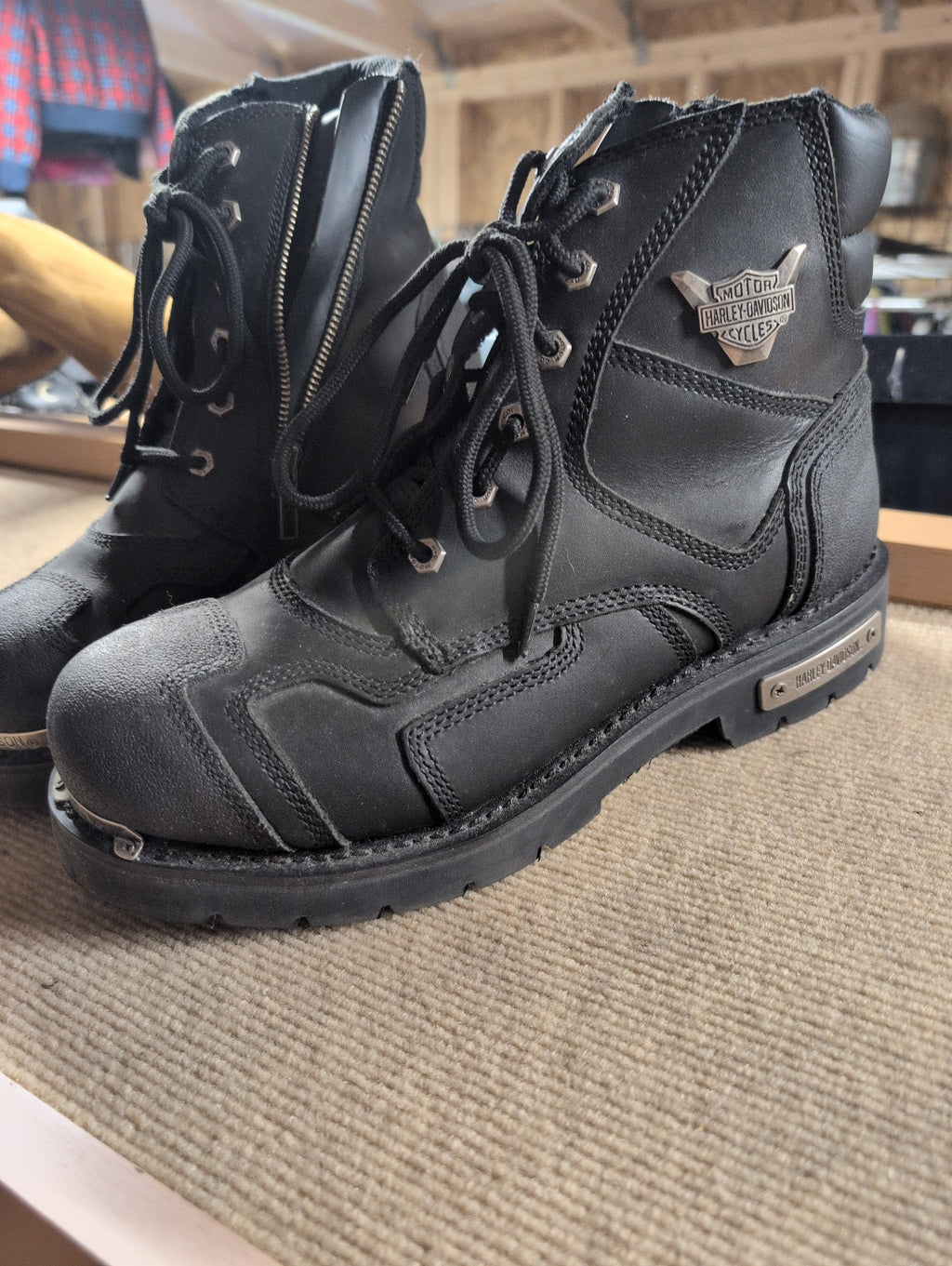 Harley-Davidson Black Leather Motorcycle Boots - Image 1