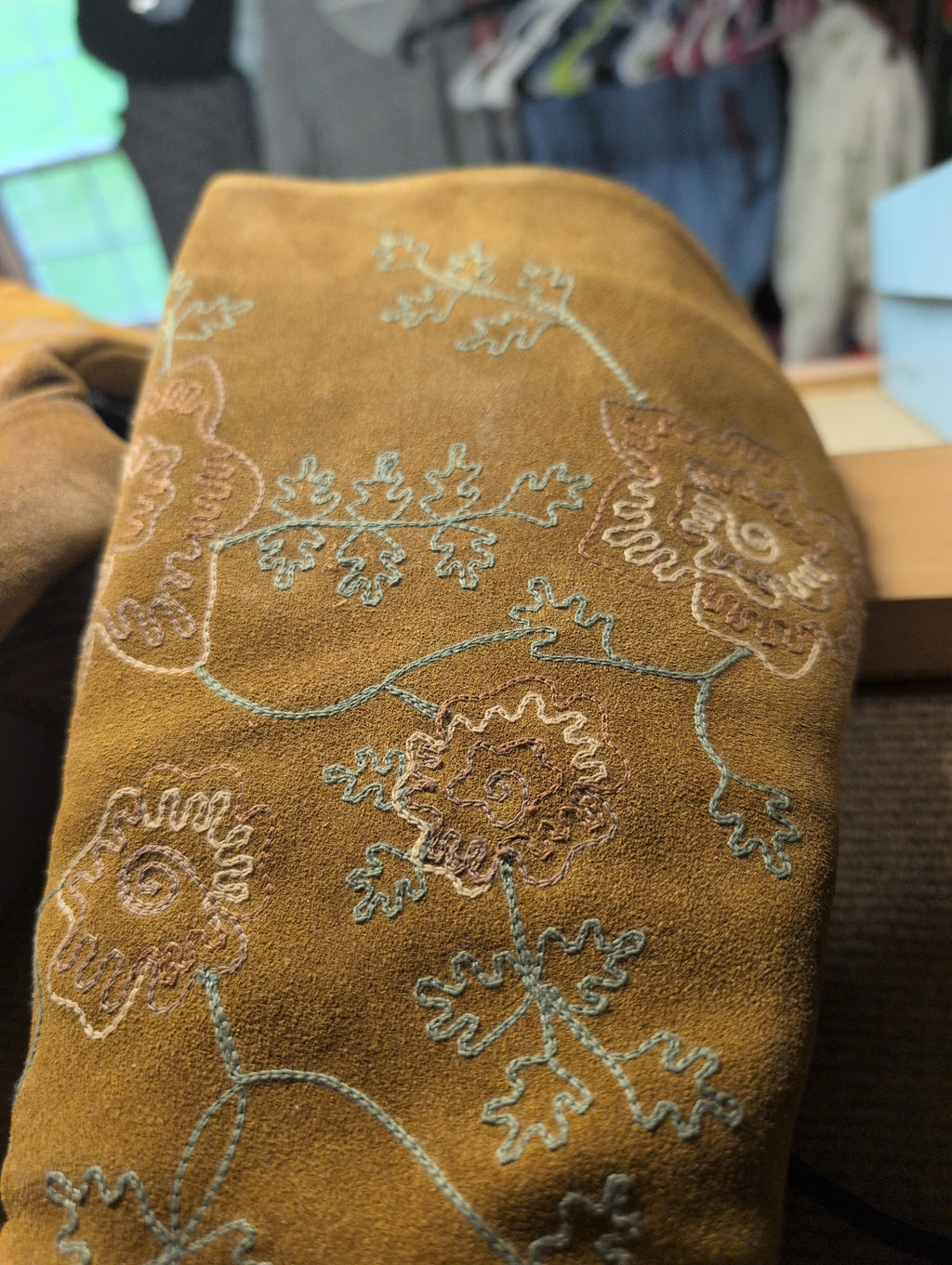 Embroidered Suede Pointed Toe Boots - Image 4