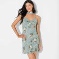 Women's Twist Front Scarf Mini Dress - Wild Fable™ Dark Green Floral L - Image 1