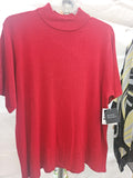 Red Short Sleeve Knit Top Machine Washable - Image 1