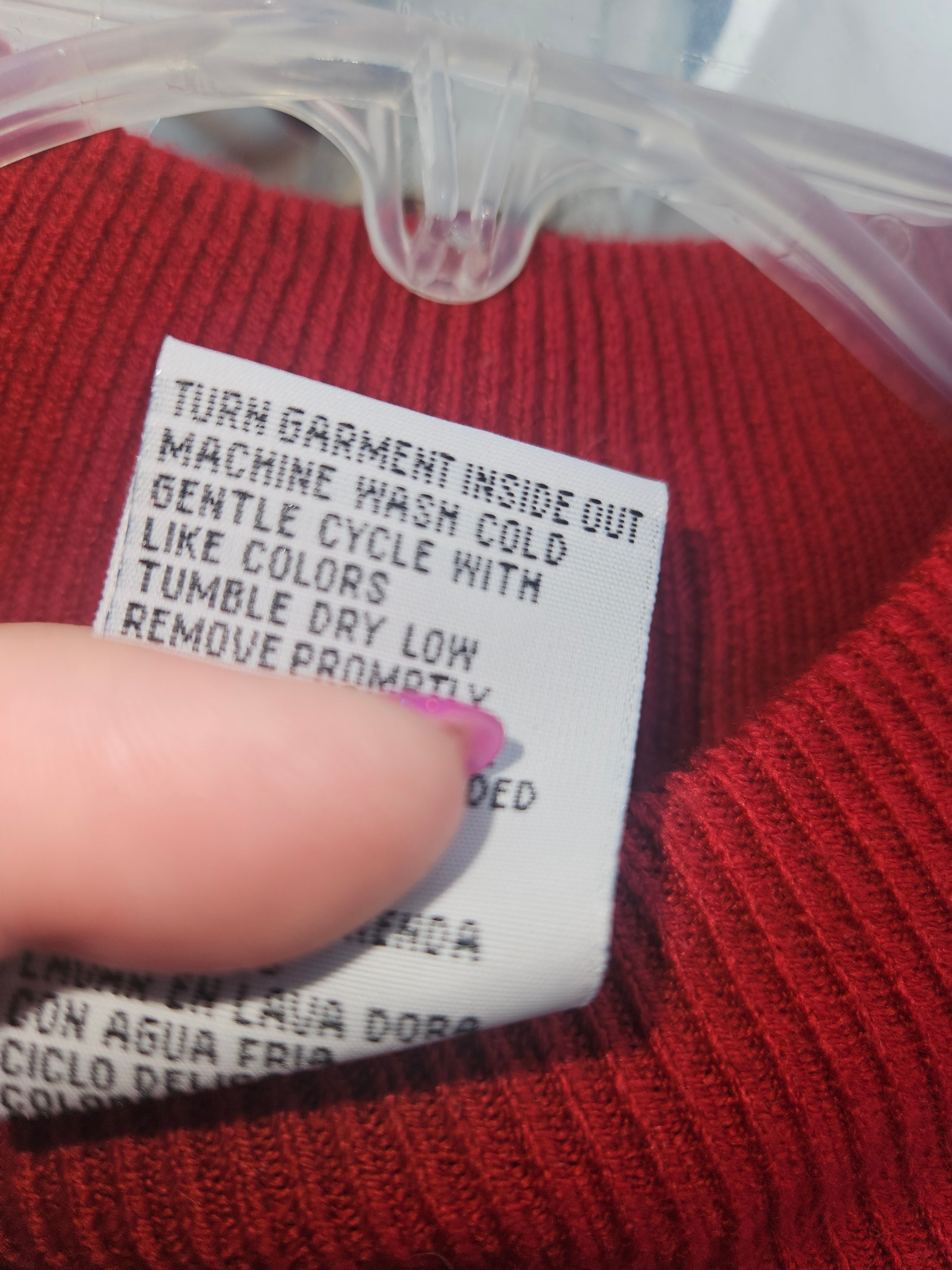 Red Short Sleeve Knit Top Machine Washable - Image 3