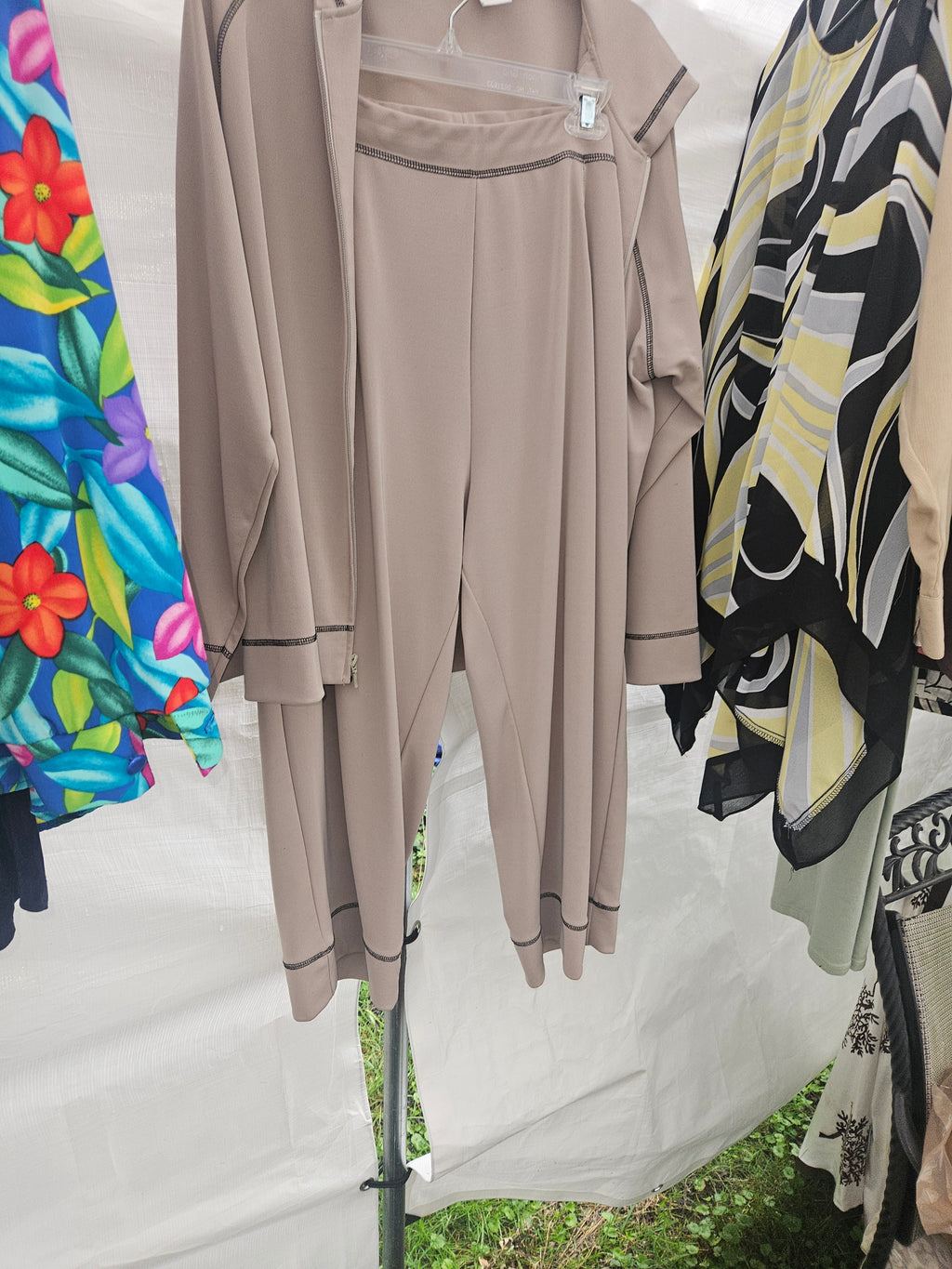 Women's Taupe 2 Piece Set with Jacket and Pants - Image 1