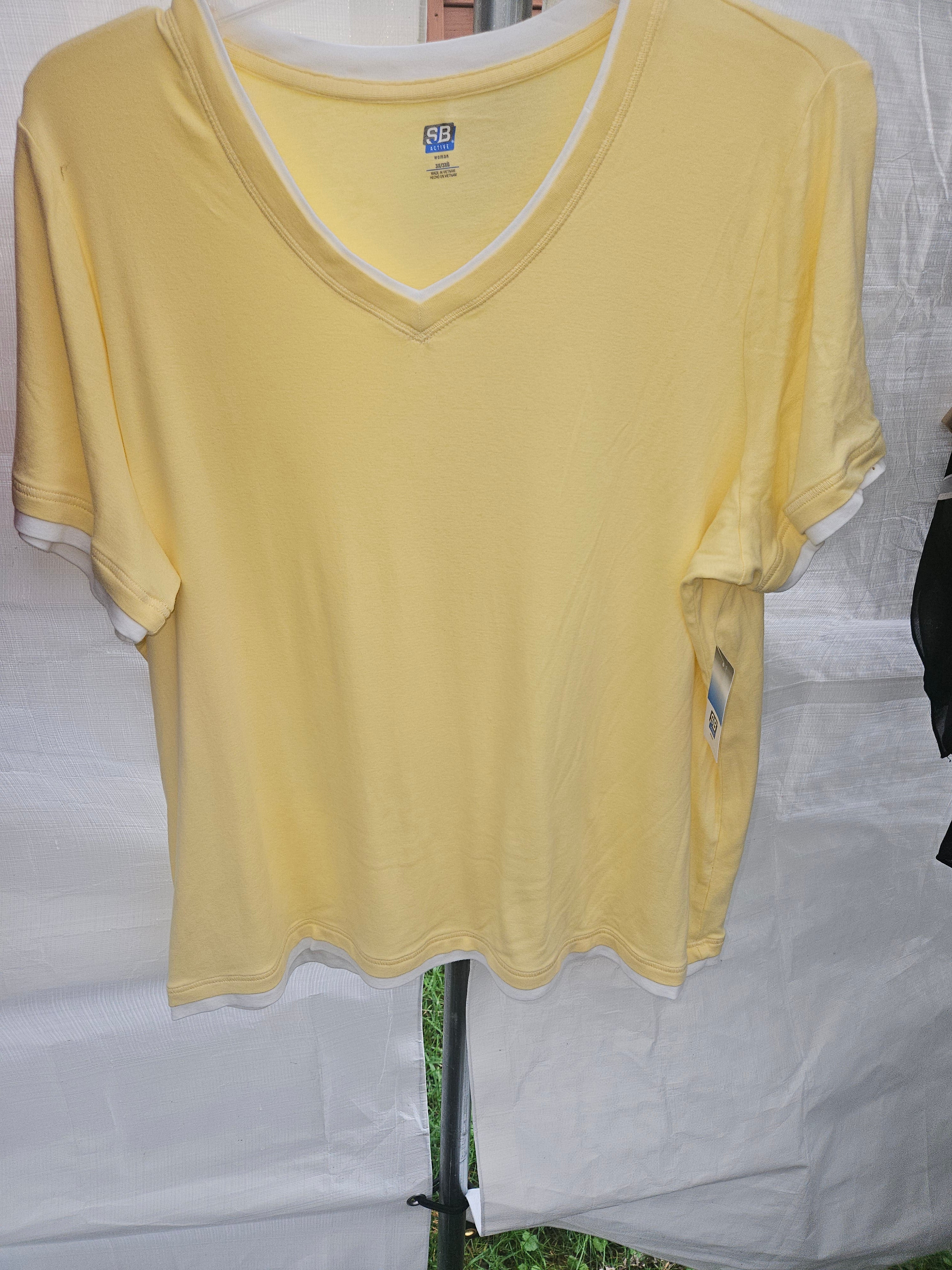 SB Active Yellow V-Neck T-Shirt Size 3X - Image 1
