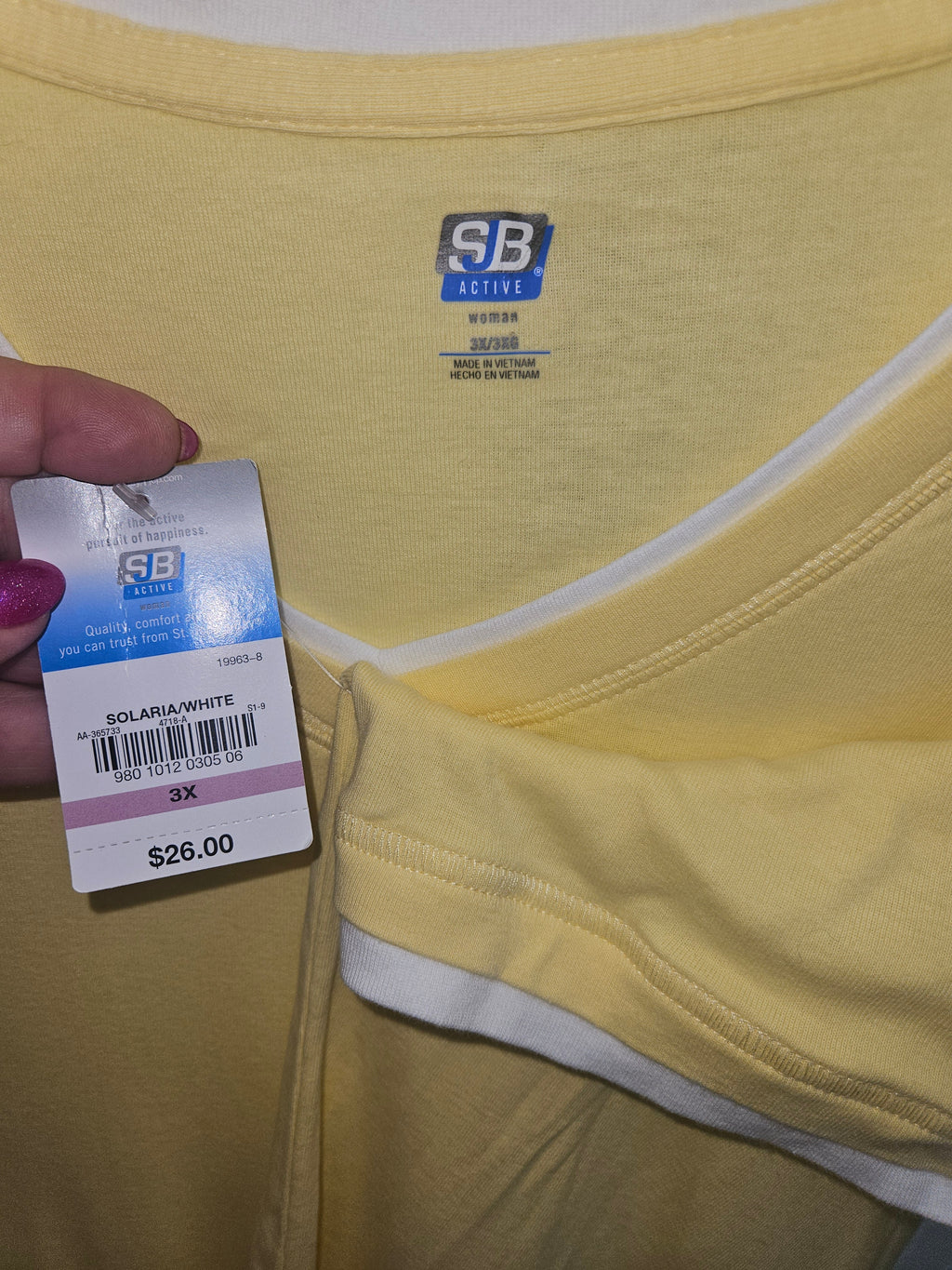 SB Active Yellow V-Neck T-Shirt Size 3X - Image 2
