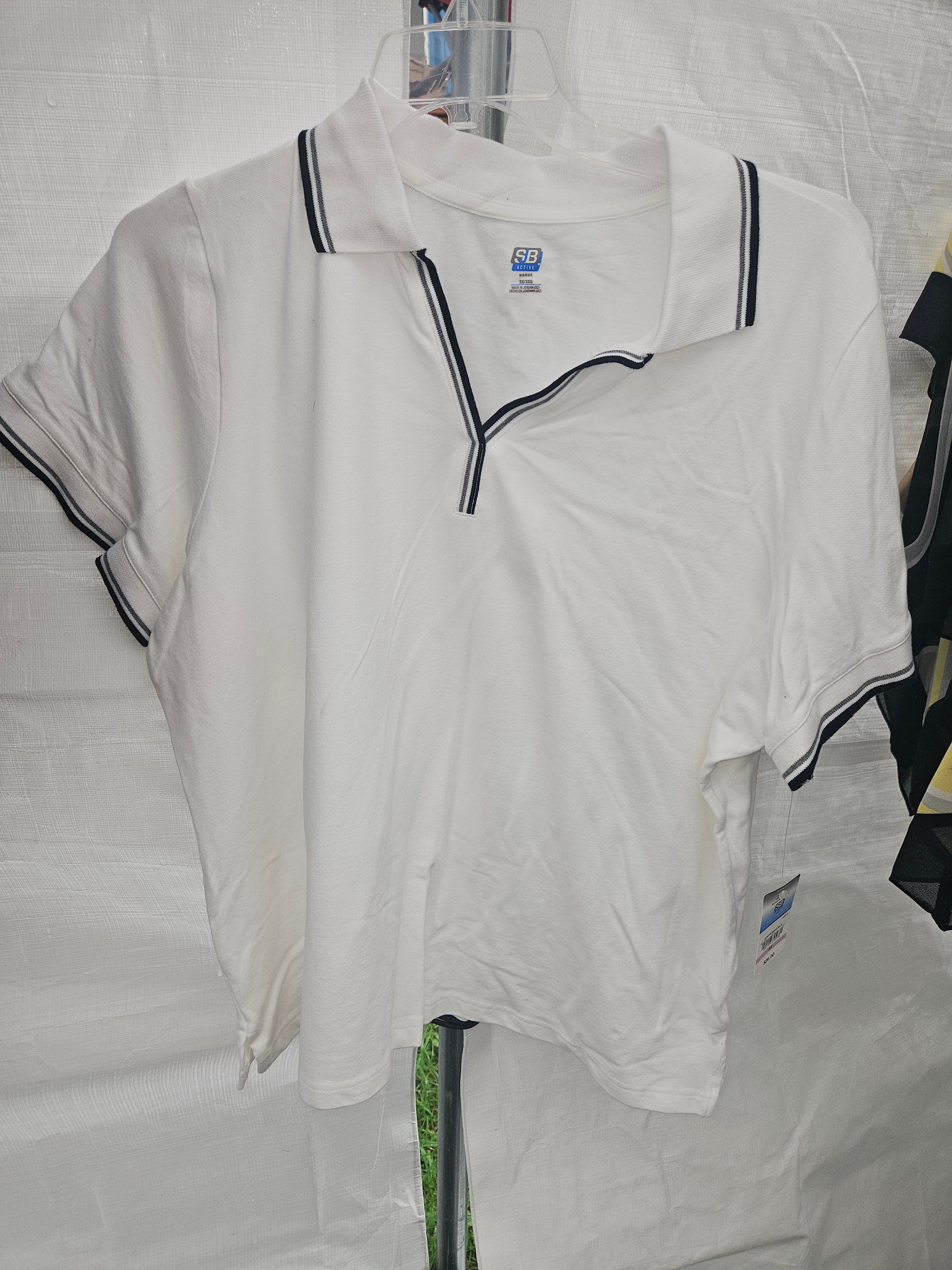 SB White Polo Shirt with Black Trim - Image 1