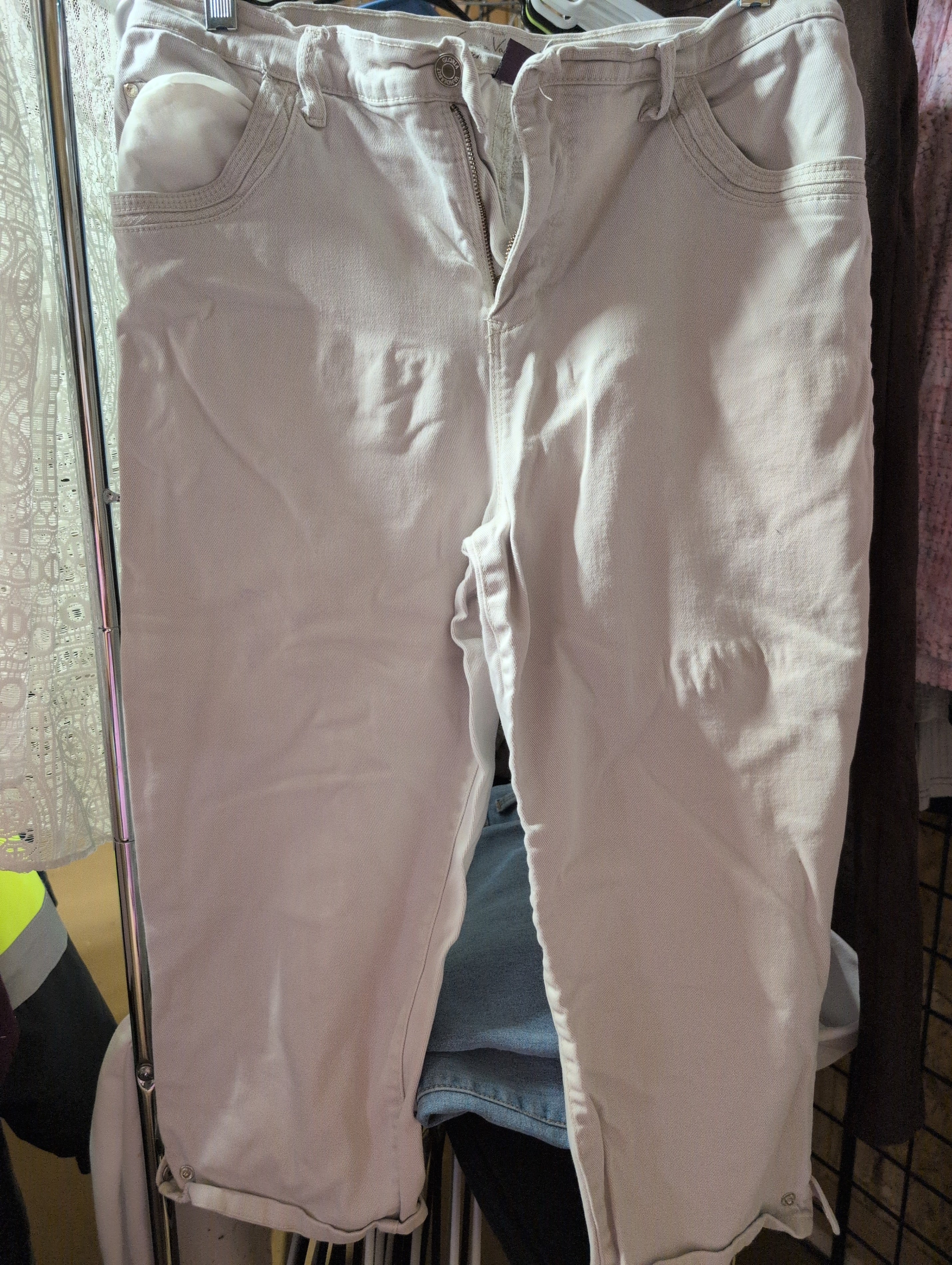 Women's White Pants with Zipper Detail - Image 1