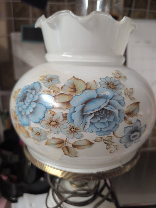 Vintage Floral Glass Hurricane Lamp - Image 2