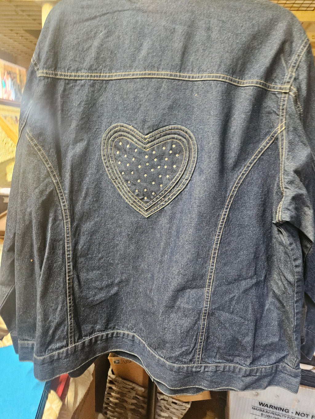 Denim Jacket with Heart Embroidery 2X