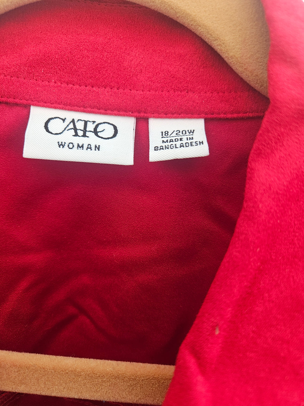 NW-1 Cato Red Faux Suede Jacket Size 18/20W Women's Plus Size